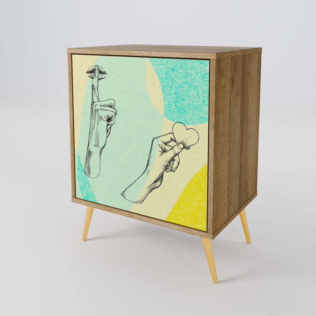 BODY LANGUAGE Aparador de 1 Porta em Efeito Carvalho