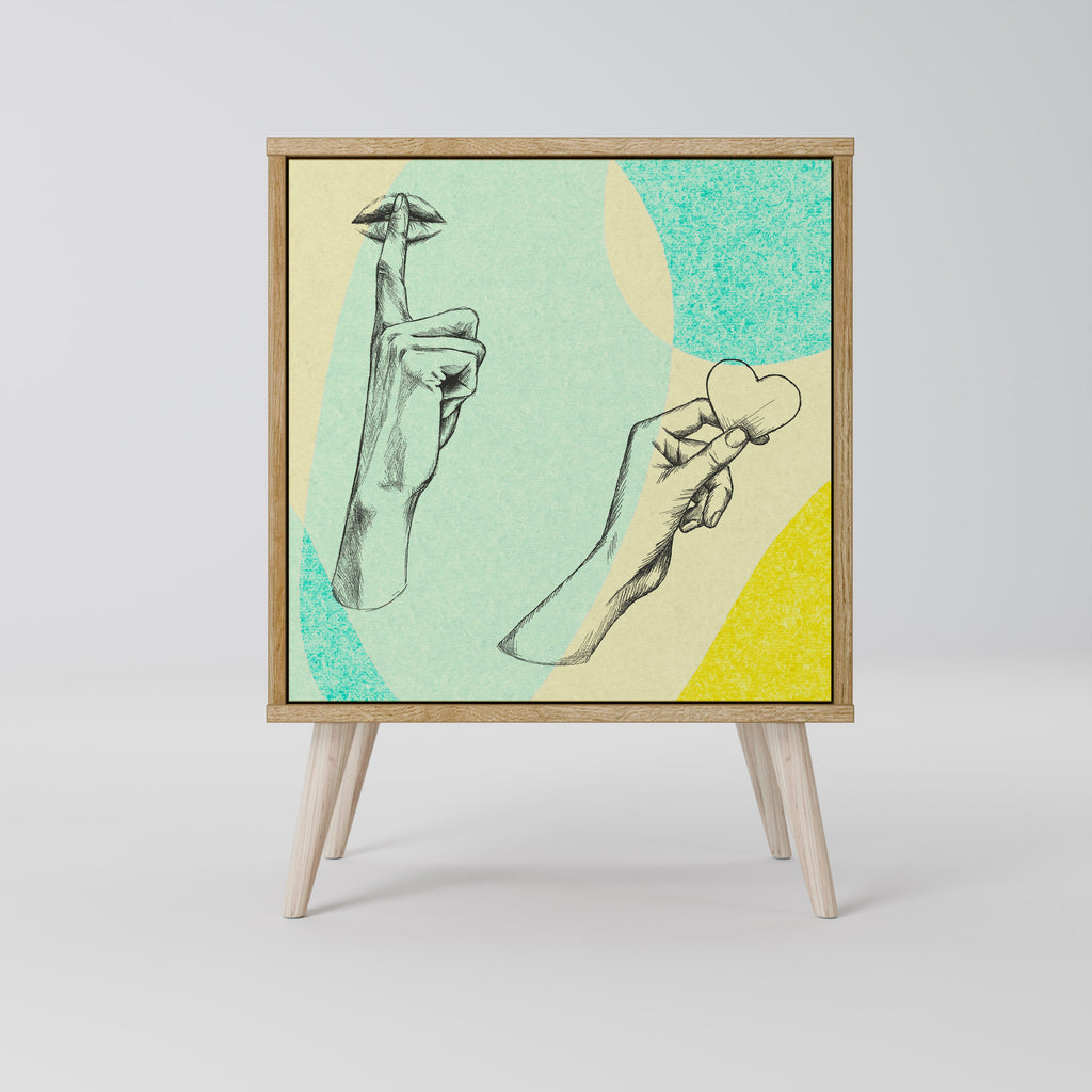 BODY LANGUAGE Aparador de 1 Porta em Efeito Carvalho