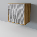 CONCRETE ZIG ZAG 1-Door Sideboard in Oak Effect