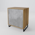 CONCRETE ZIG ZAG 1-Door Sideboard in Oak Effect