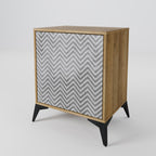 CONCRETE ZIG ZAG 1-Door Sideboard in Oak Effect