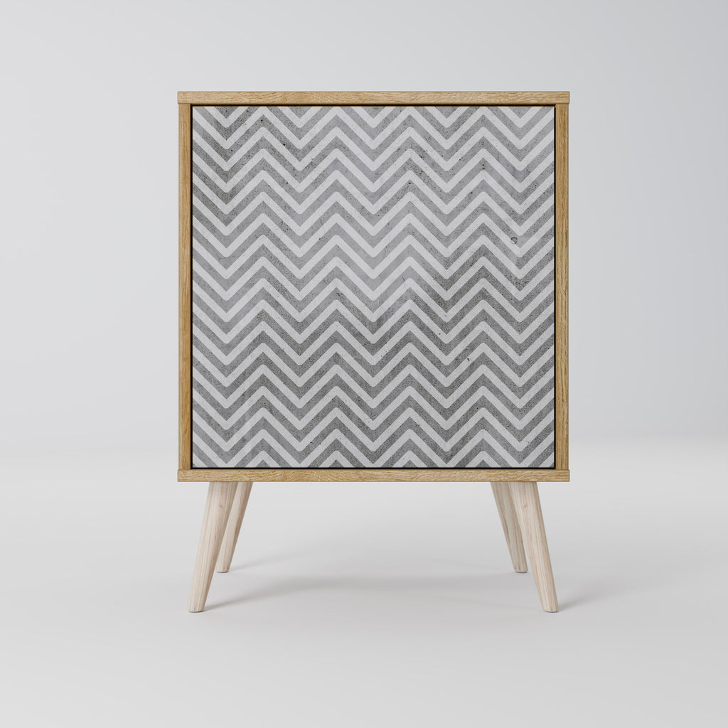 CONCRETE ZIG ZAG 1-Door Sideboard in Oak Effect