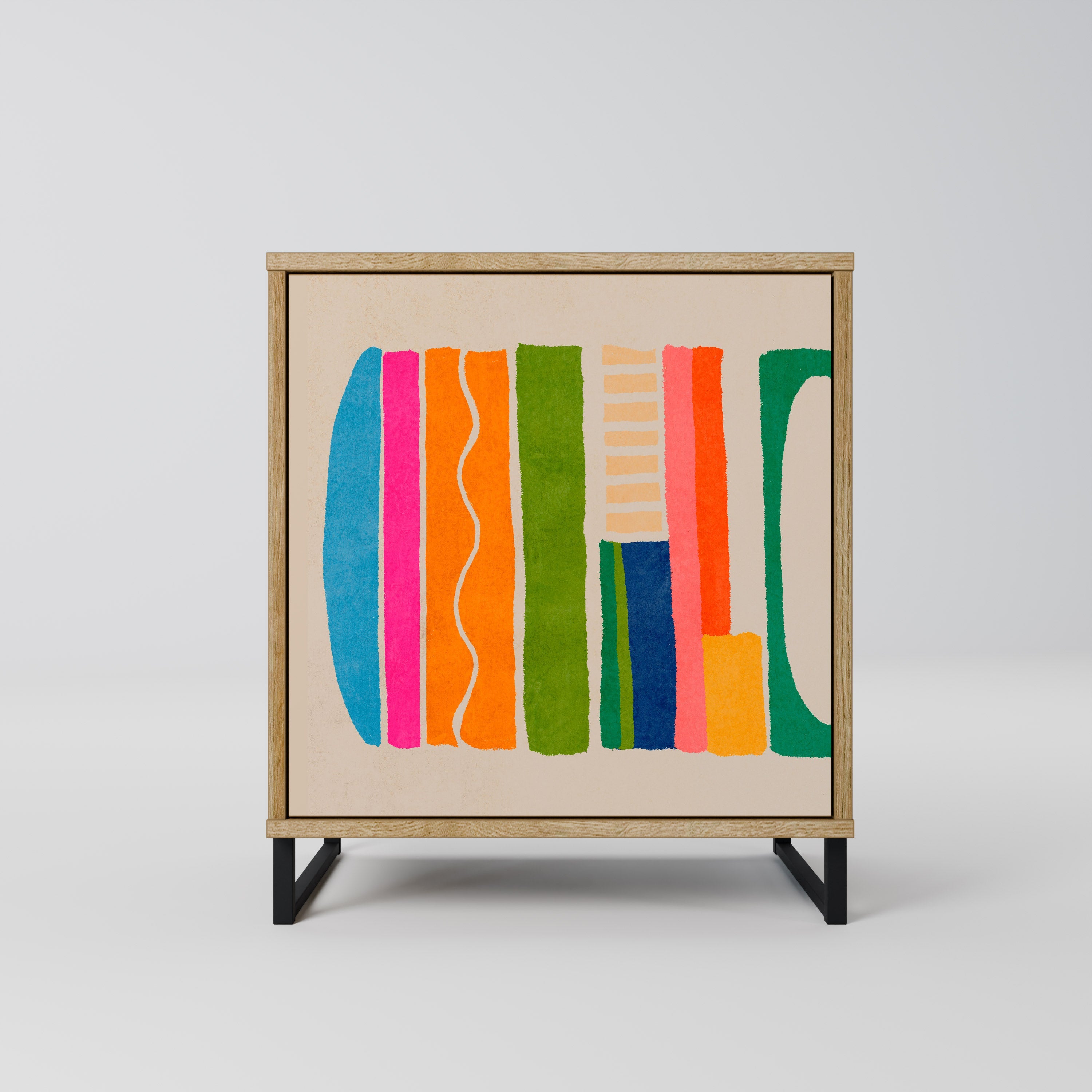 GEOMETRIC SHINE Aparador de 1 Porta em Efeito Carvalho