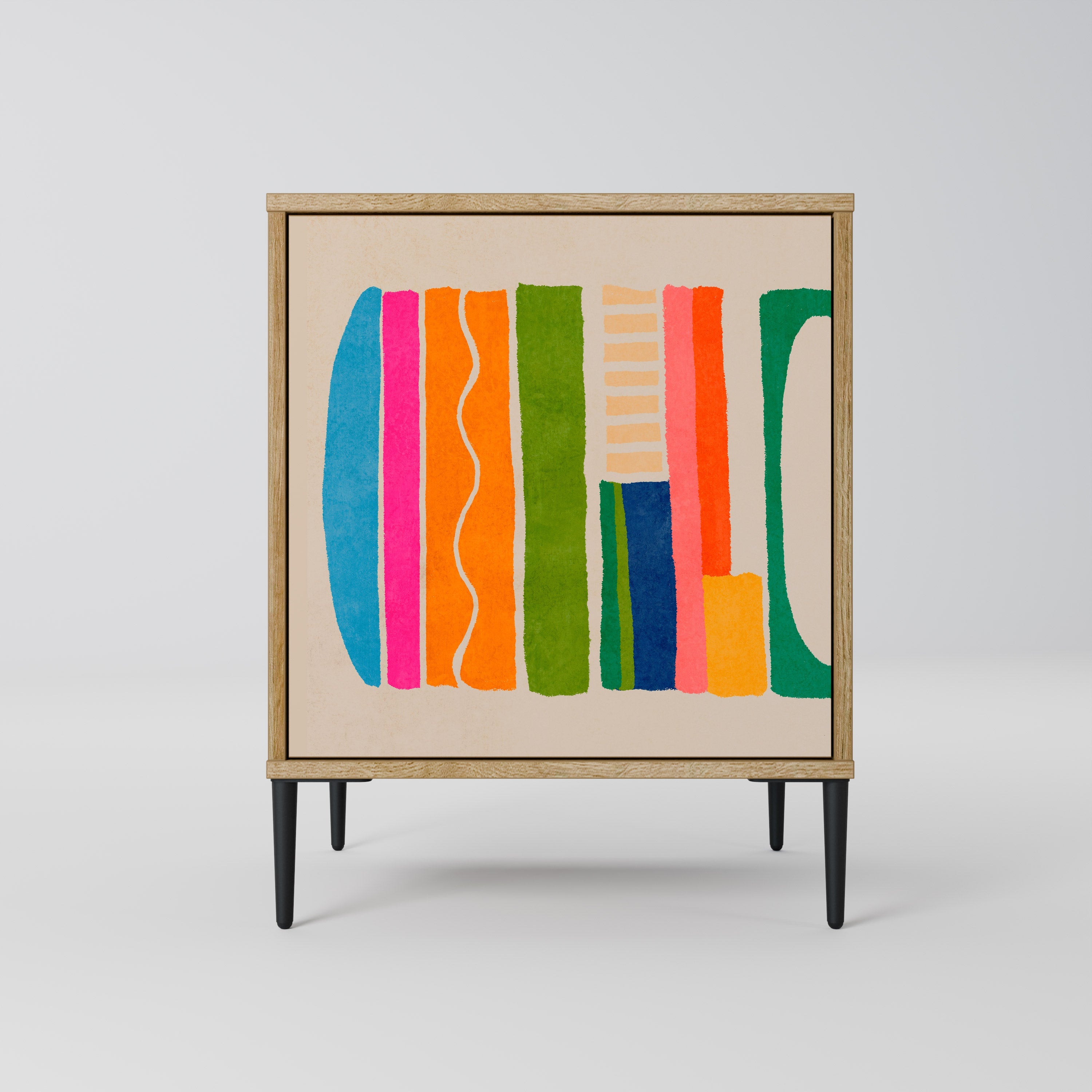 GEOMETRIC SHINE Aparador de 1 Porta em Efeito Carvalho