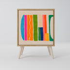 GEOMETRIC SHINE Aparador de 1 Porta em Efeito Carvalho