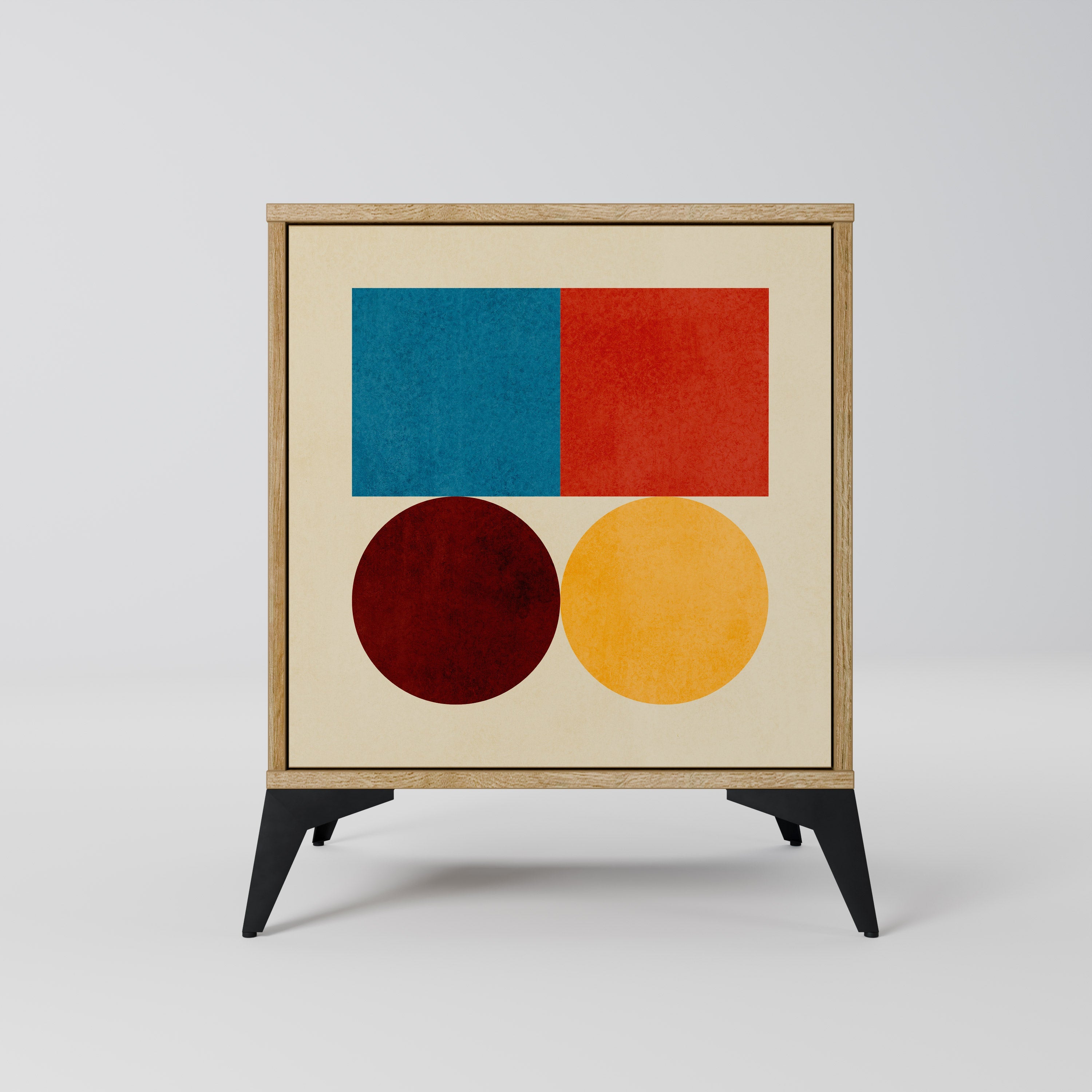 GEOMETRIC PUZZLE Aparador de 1 Porta em Efeito Carvalho