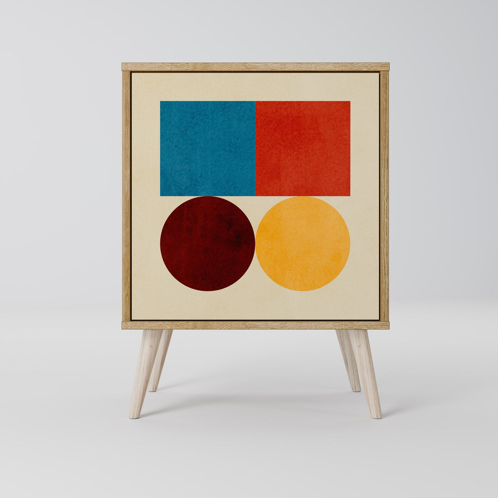 GEOMETRIC PUZZLE Aparador de 1 Porta em Efeito Carvalho