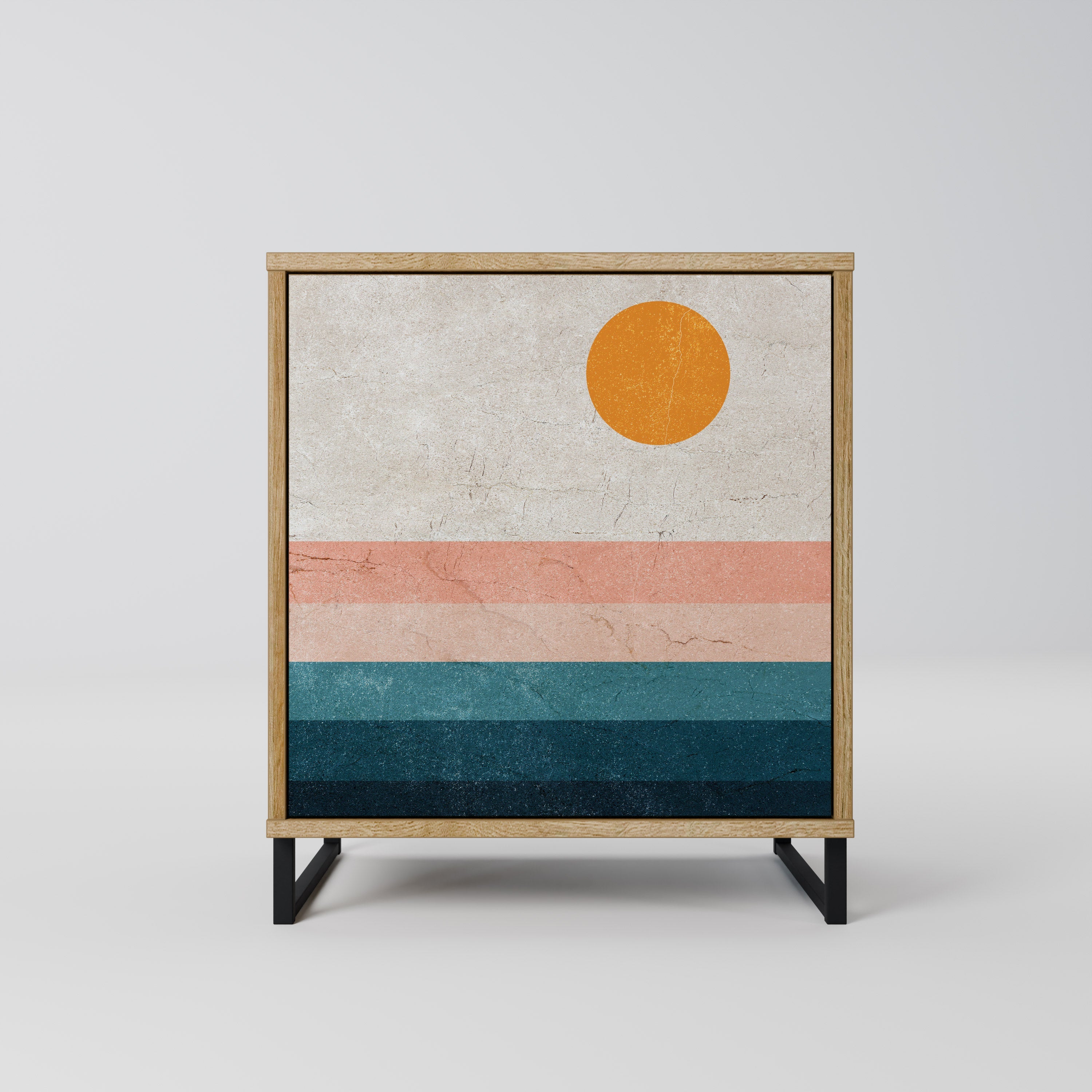 TWO HALVES Aparador de 1 Porta em Efeito Carvalho