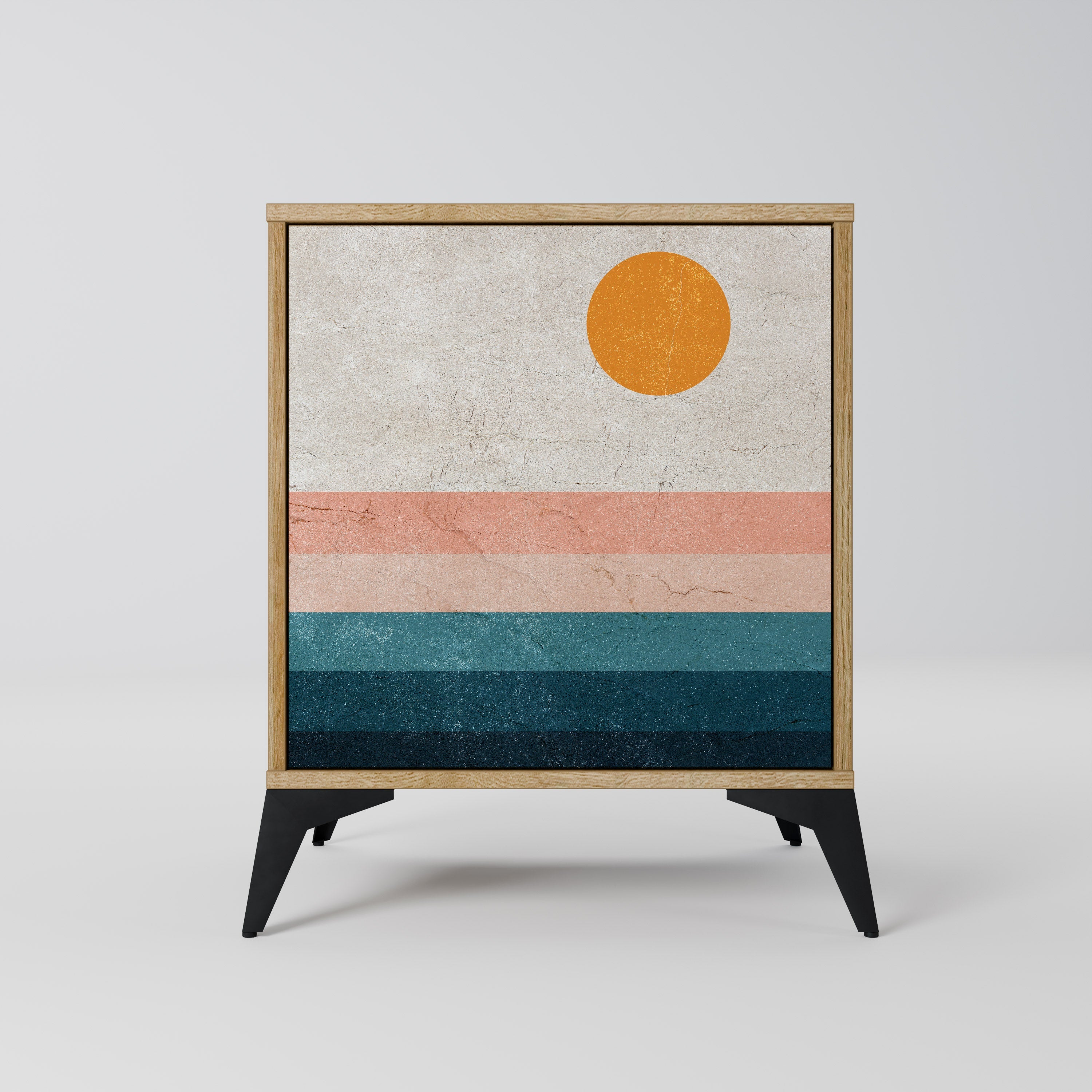 TWO HALVES Aparador de 1 Porta em Efeito Carvalho