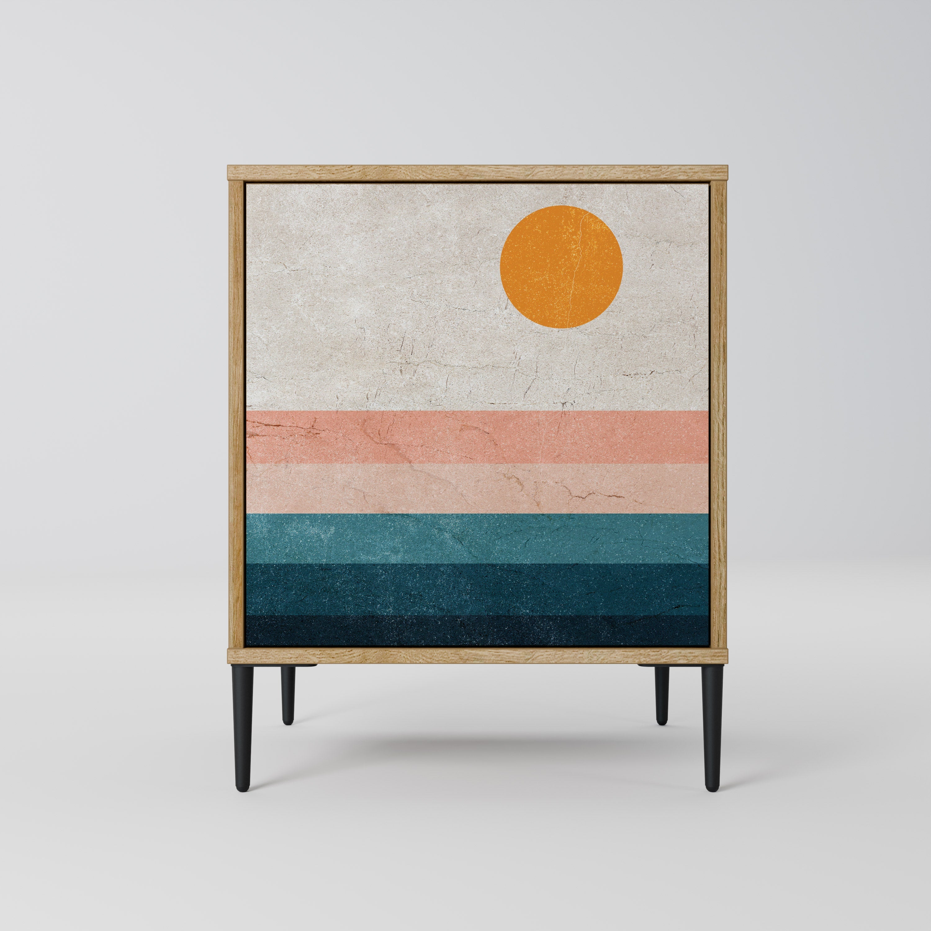 TWO HALVES Aparador de 1 Porta em Efeito Carvalho