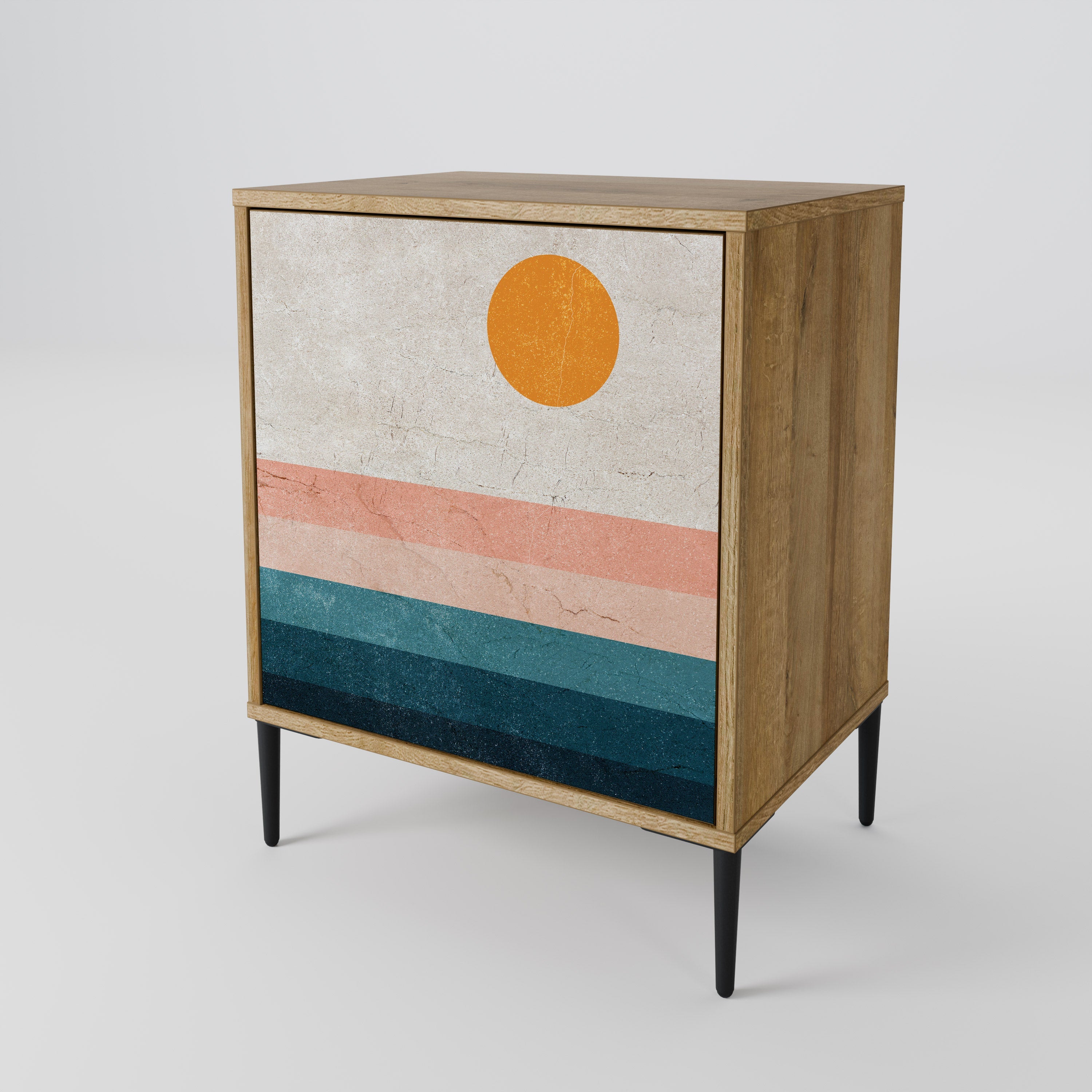 TWO HALVES Aparador de 1 Porta em Efeito Carvalho