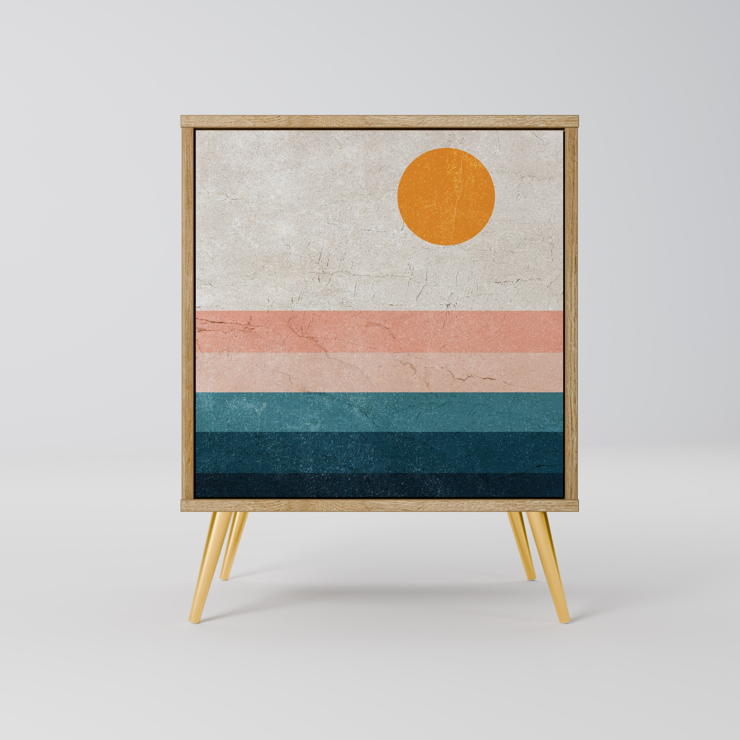 TWO HALVES Aparador de 1 Porta em Efeito Carvalho