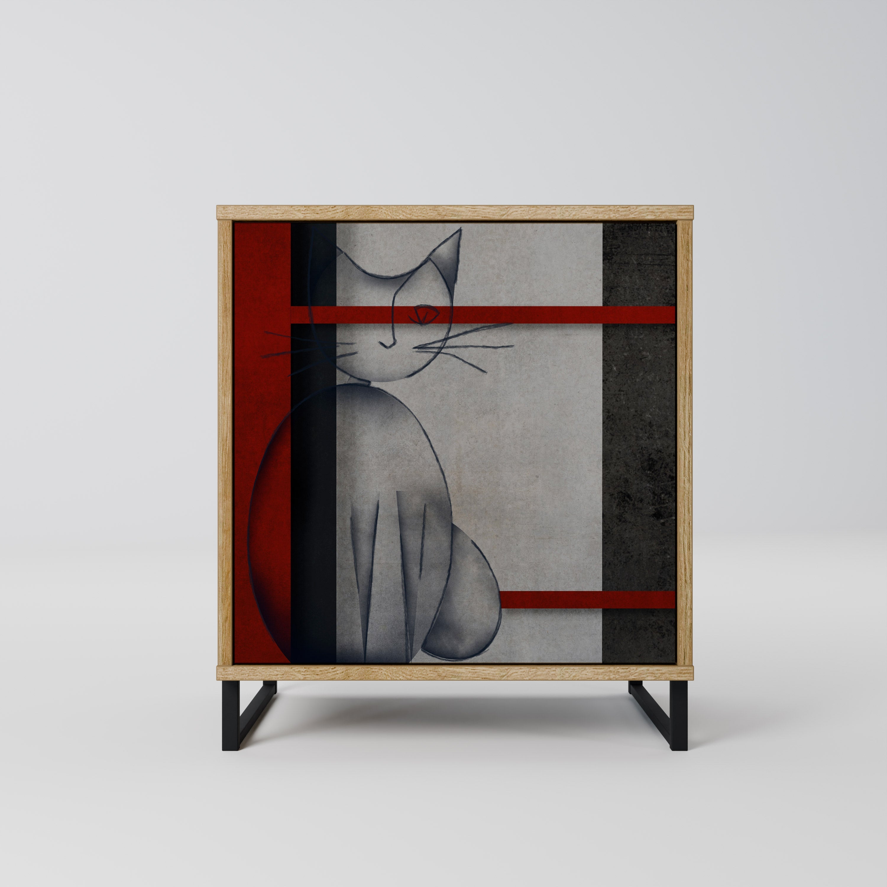 GRAY FIGURES Aparador de 1 Porta em Efeito Carvalho