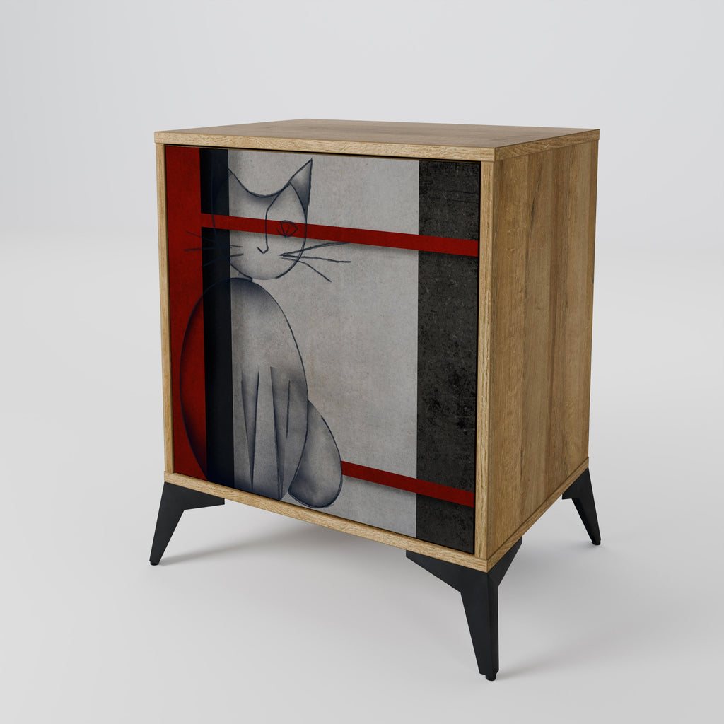 GRAY FIGURES 1-Door Sideboard in Oak Effect