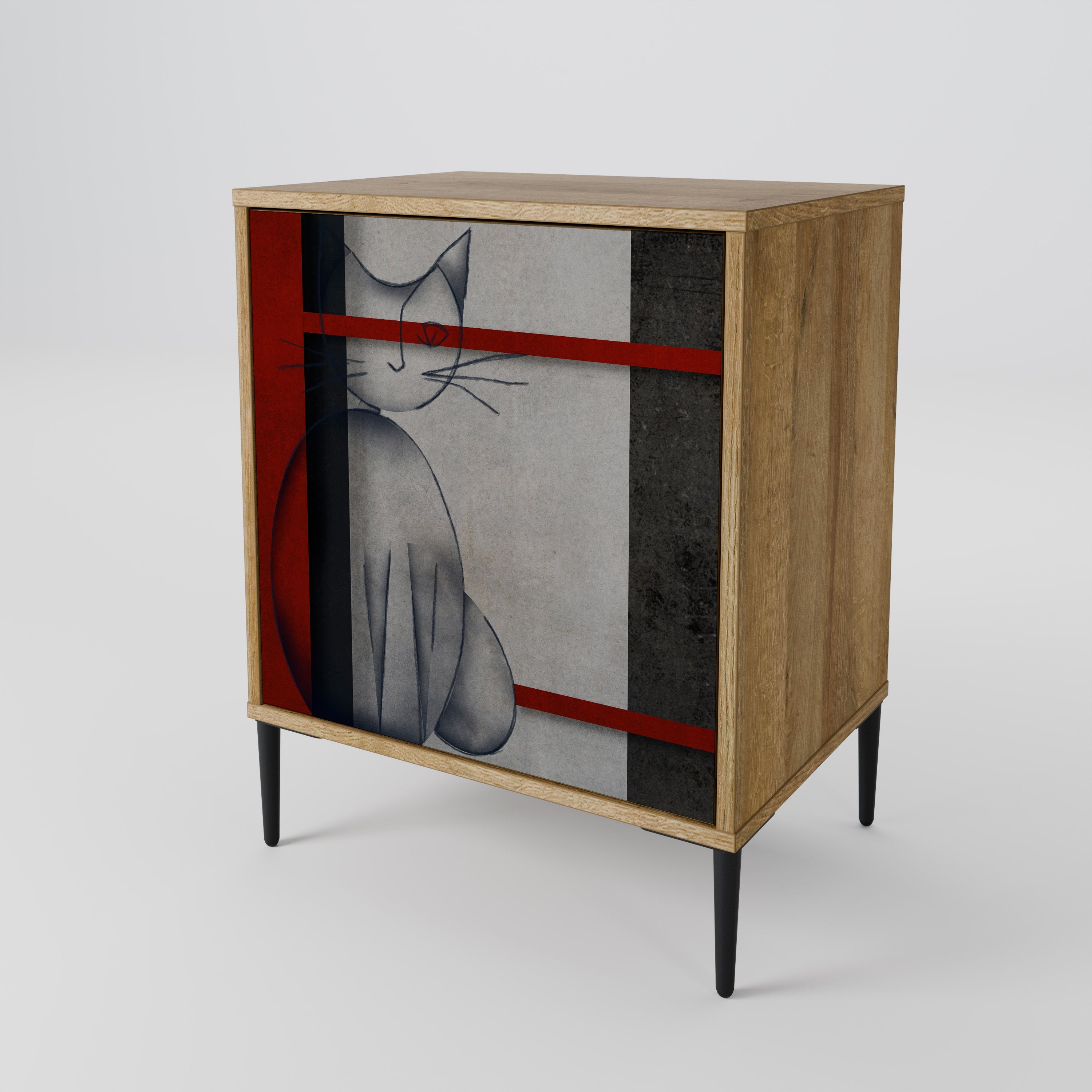 GRAY FIGURES Aparador de 1 Porta em Efeito Carvalho