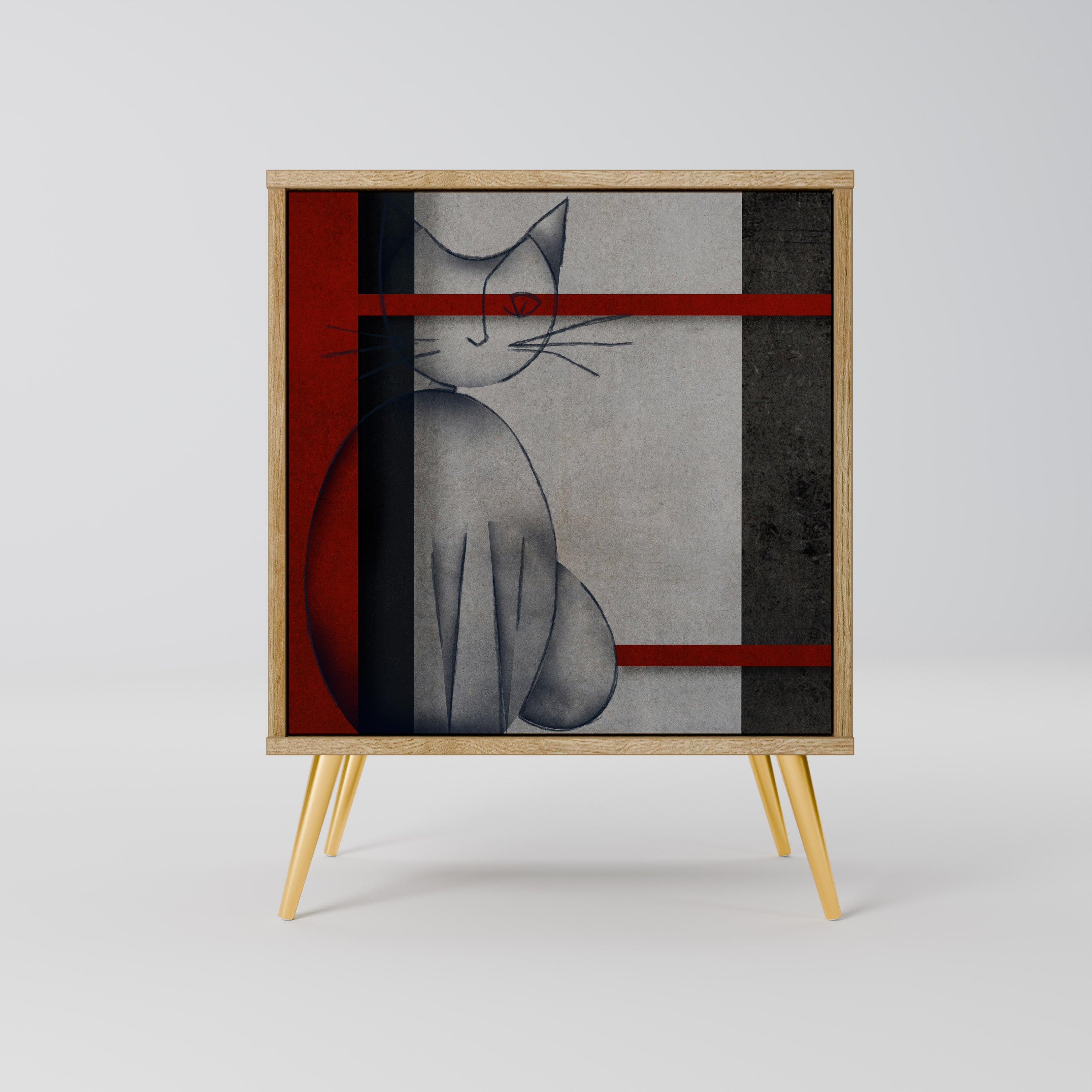 GRAY FIGURES Aparador de 1 Porta em Efeito Carvalho