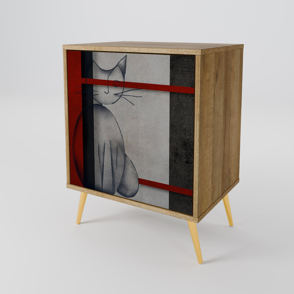 GRAY FIGURES 1-Door Sideboard in Oak Effect