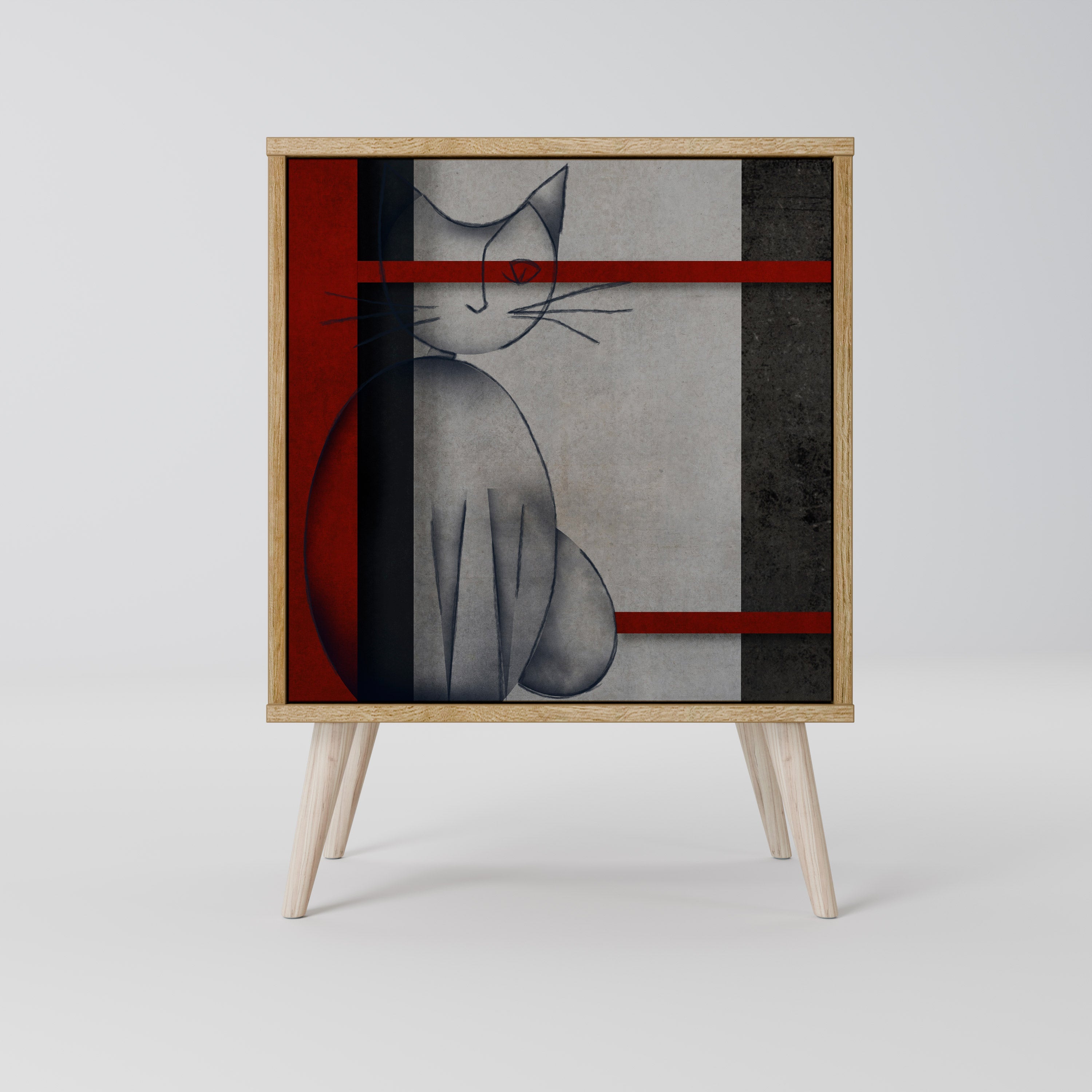 GRAY FIGURES Aparador de 1 Porta em Efeito Carvalho