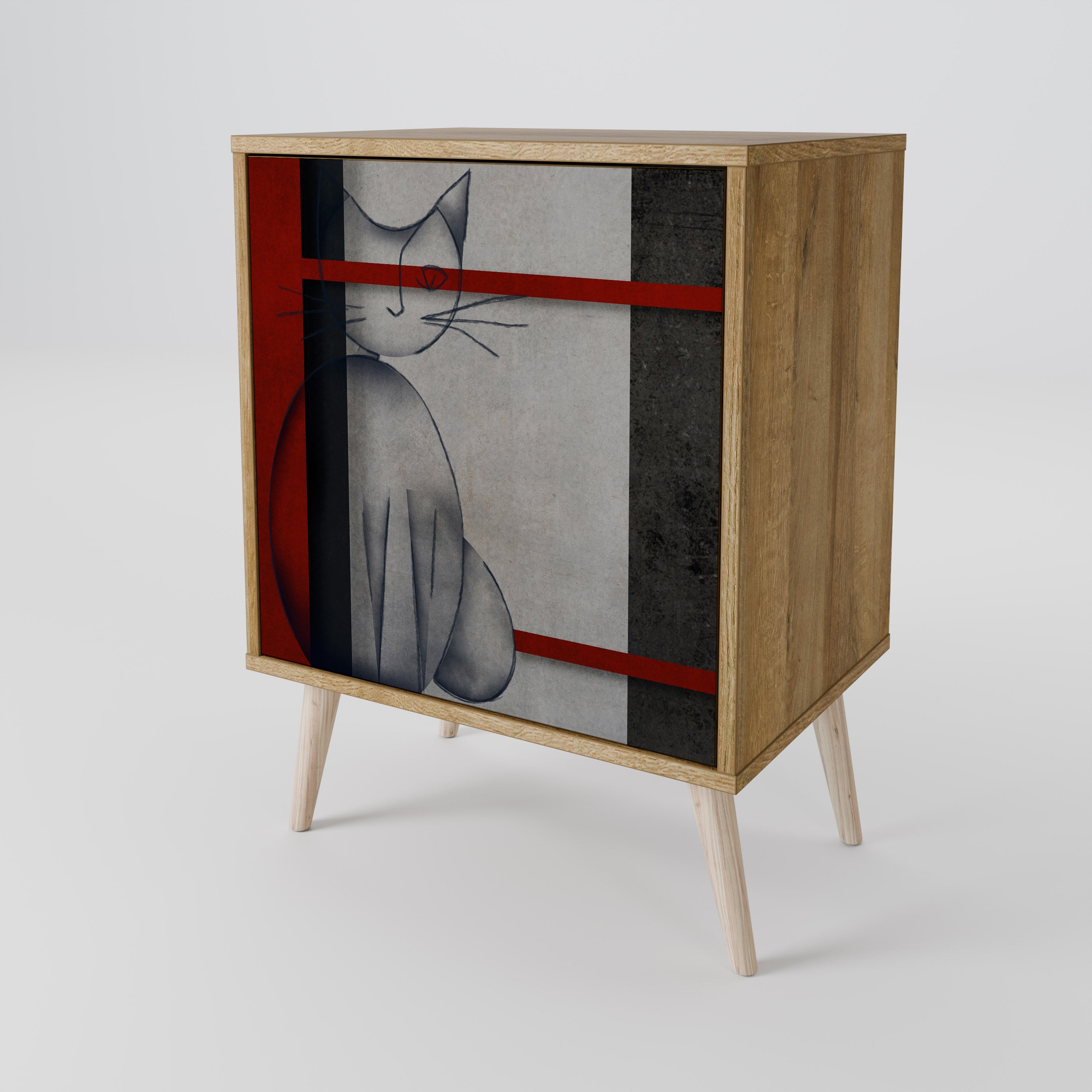 GRAY FIGURES Aparador de 1 Porta em Efeito Carvalho