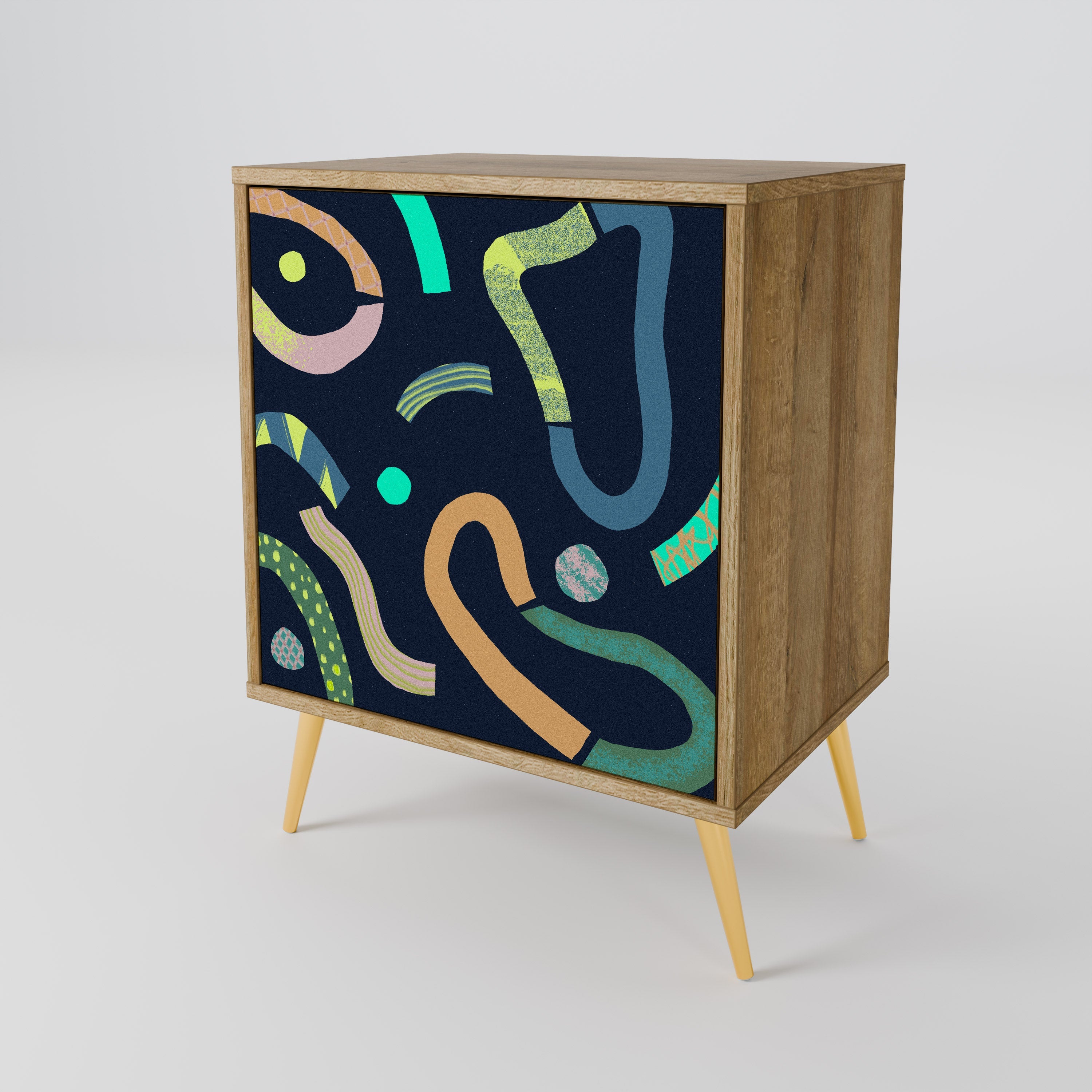 CONTRAST DANCE Aparador de 1 Porta em Efeito Carvalho