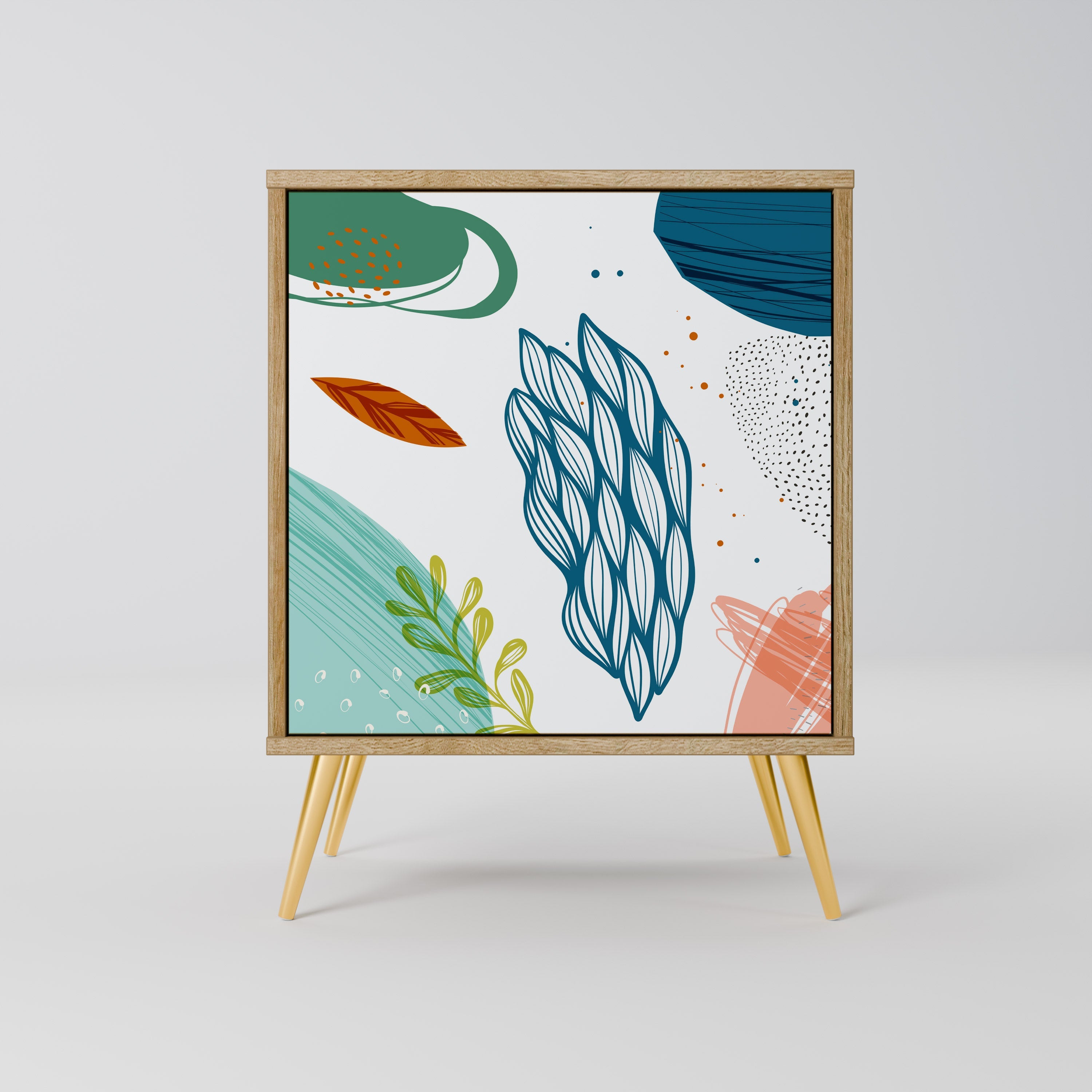 BOTANICAL HURRICANE Aparador de 1 Porta em Efeito Carvalho