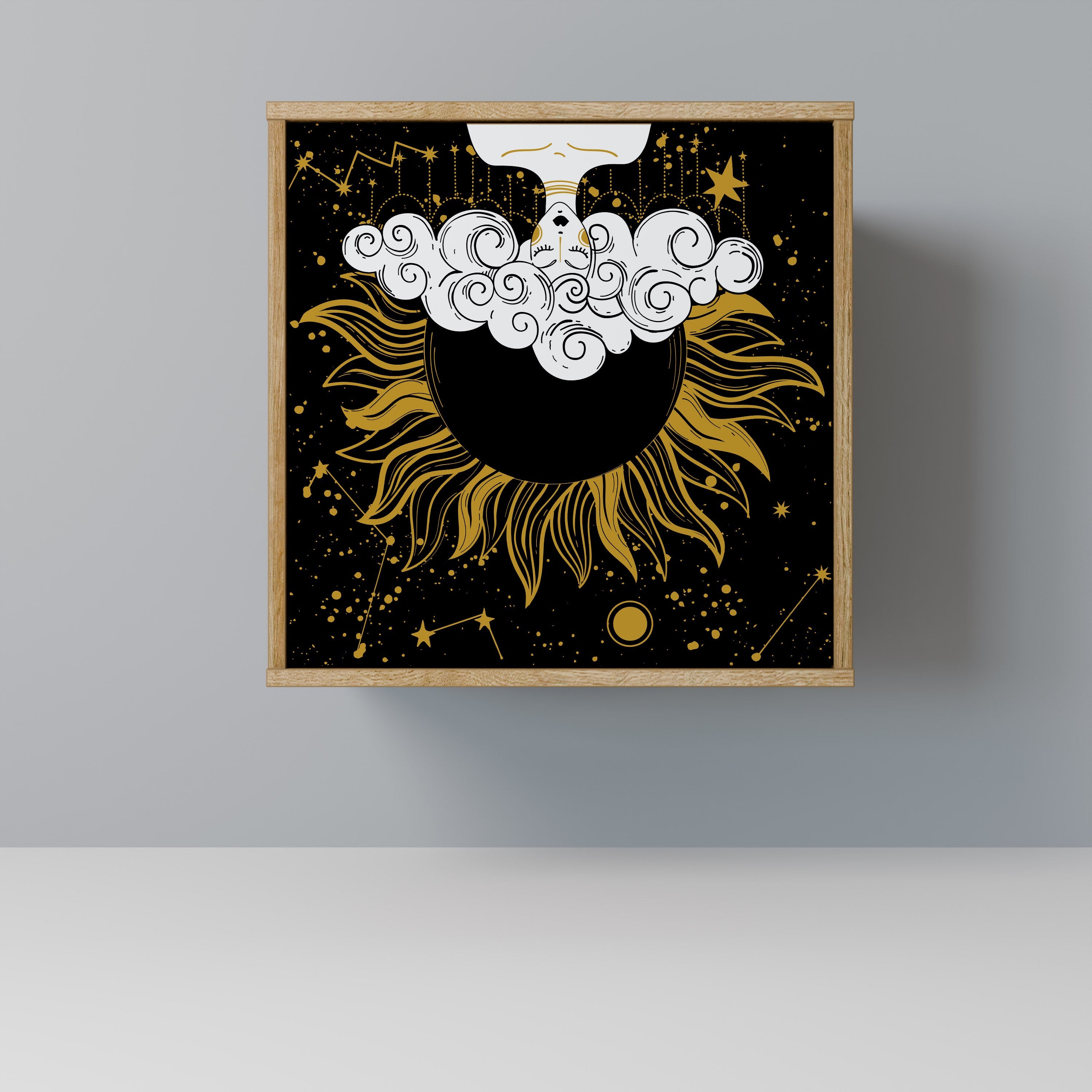 STELLAR CONSTELLATIONS Aparador de 1 Porta em Efeito Carvalho