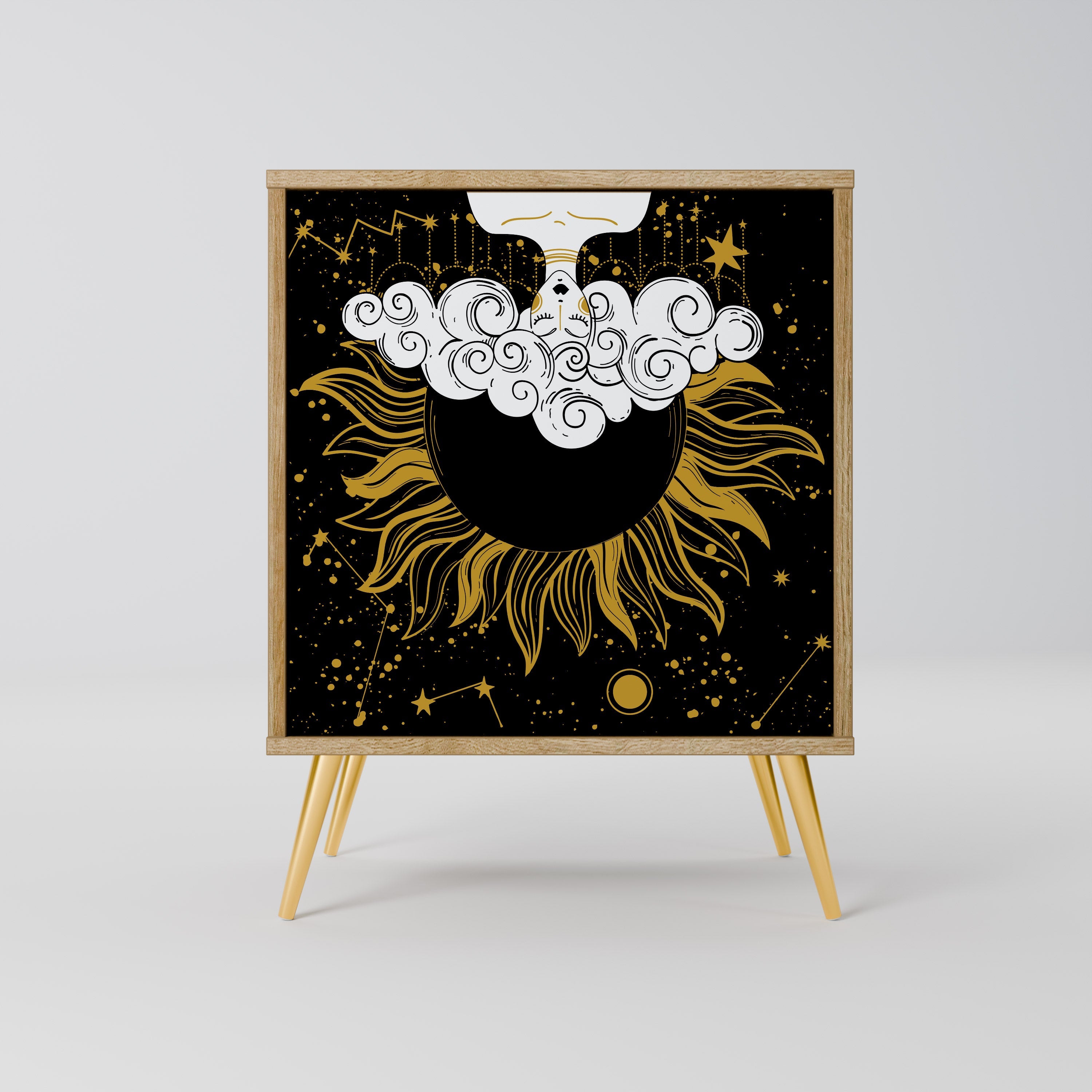 STELLAR CONSTELLATIONS Aparador de 1 Porta em Efeito Carvalho