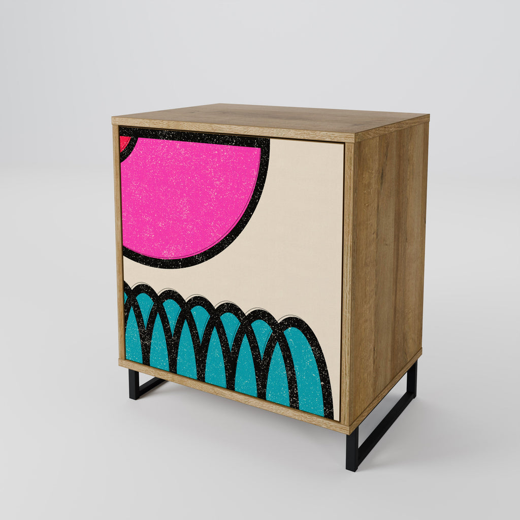 GEOMETRIC RHAPSODY Aparador de 1 Porta em Efeito Carvalho