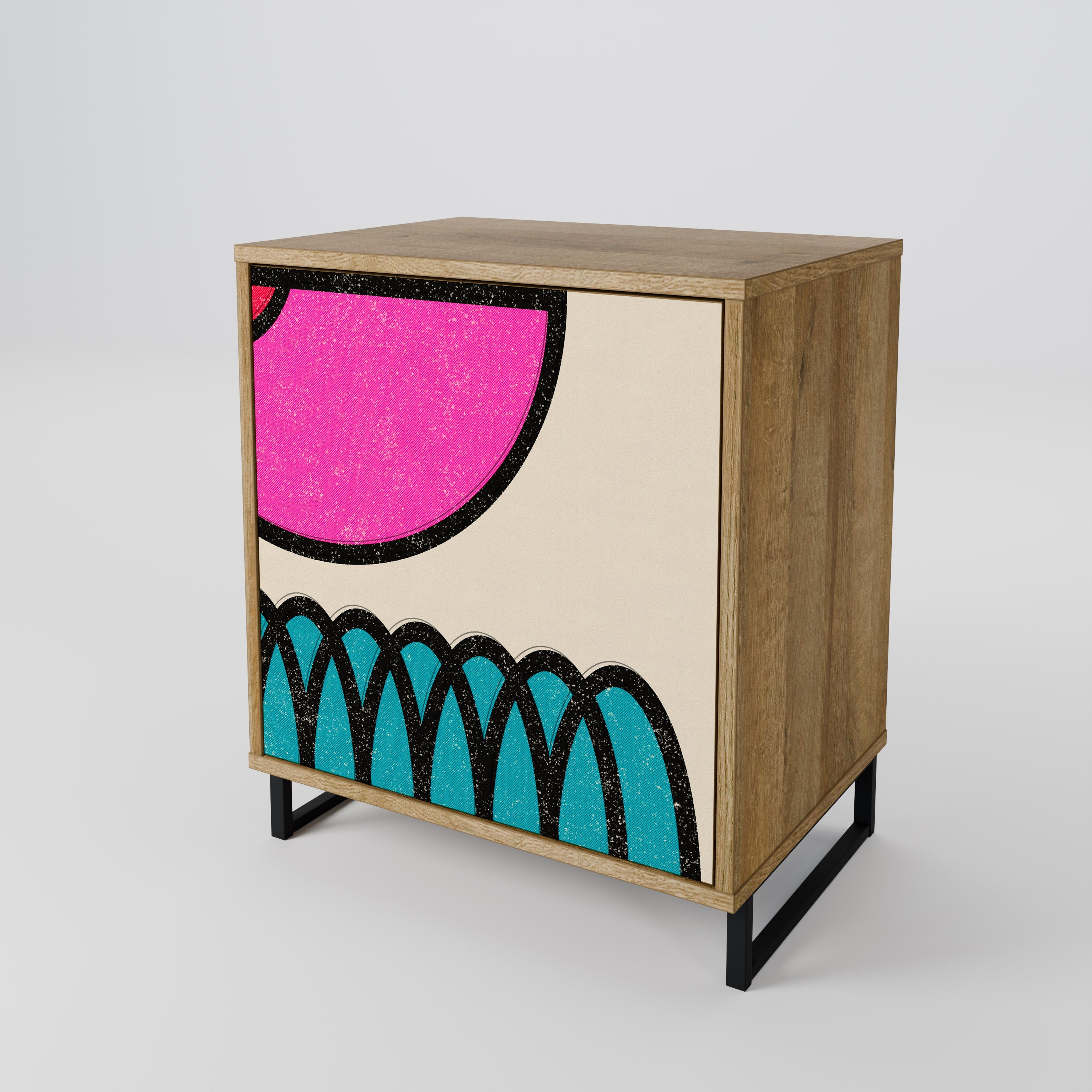 GEOMETRIC RHAPSODY Aparador de 1 Porta em Efeito Carvalho