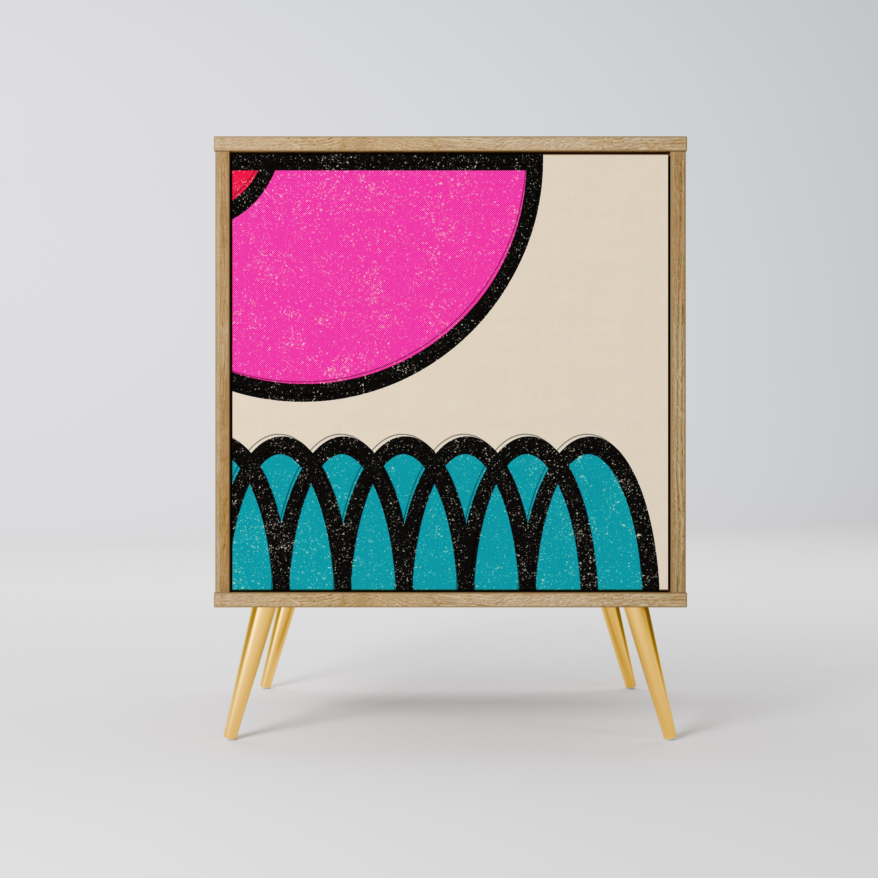 GEOMETRIC RHAPSODY Aparador de 1 Porta em Efeito Carvalho