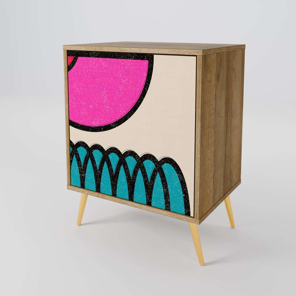 GEOMETRIC RHAPSODY Aparador de 1 Porta em Efeito Carvalho