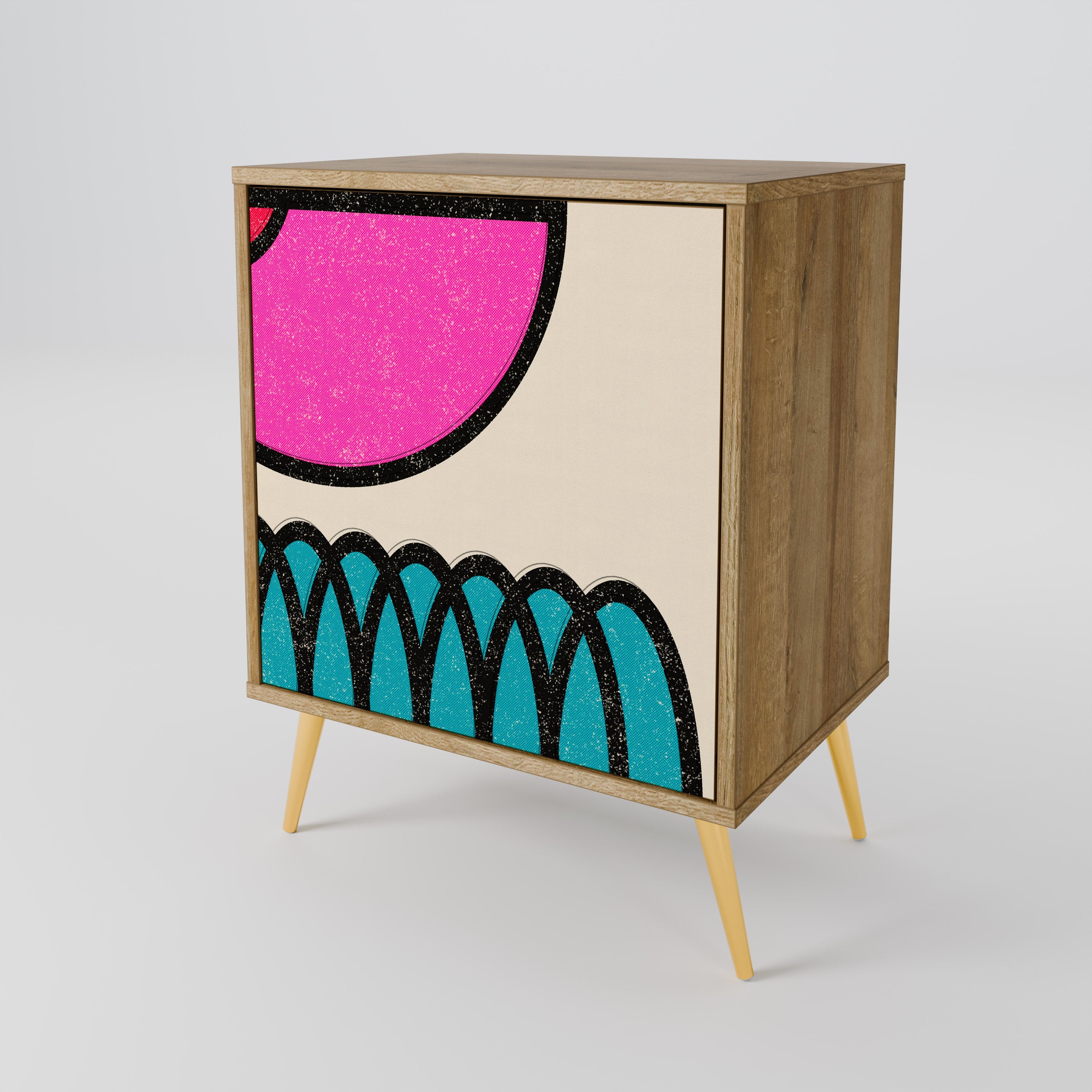 GEOMETRIC RHAPSODY Aparador de 1 Porta em Efeito Carvalho