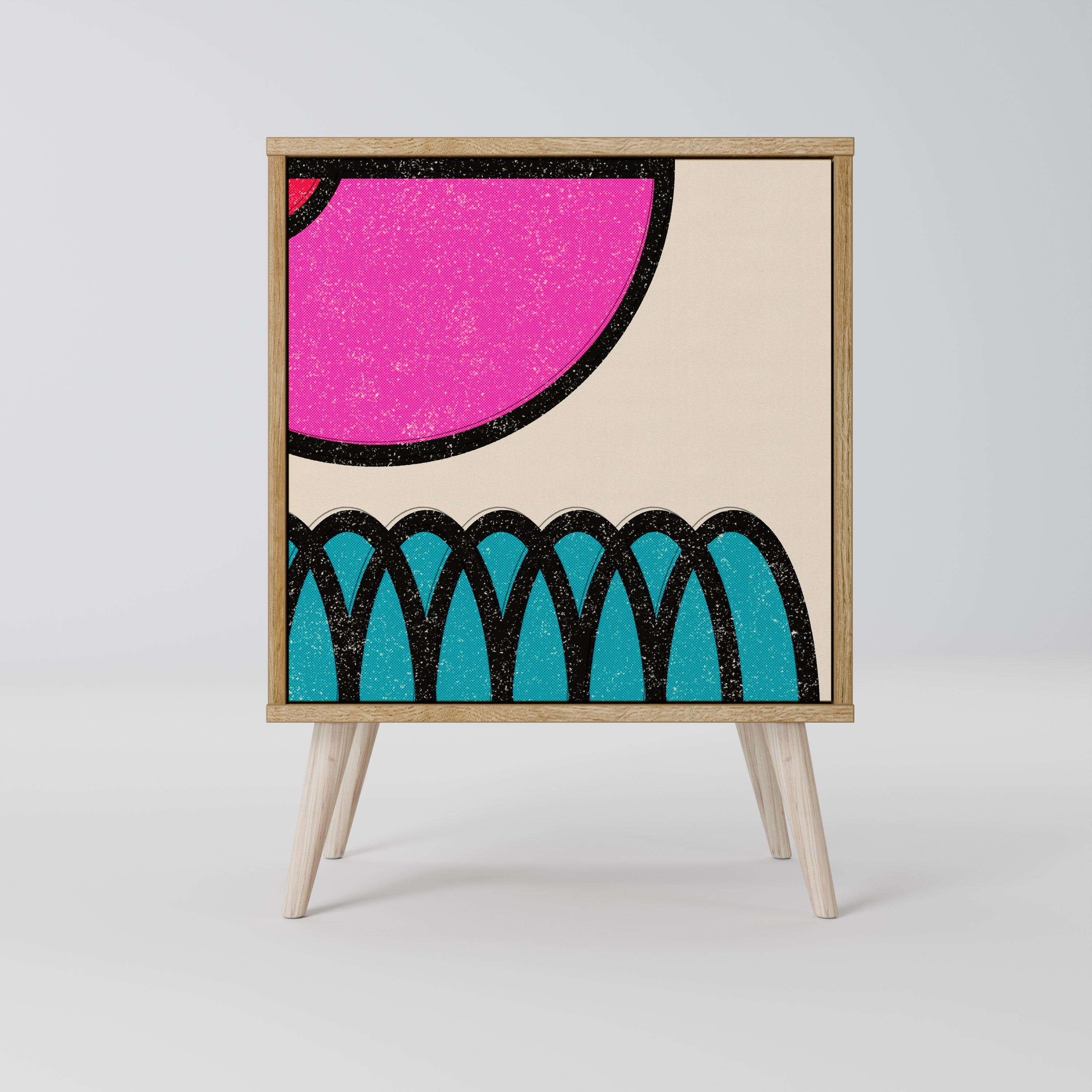 GEOMETRIC RHAPSODY Aparador de 1 Porta em Efeito Carvalho