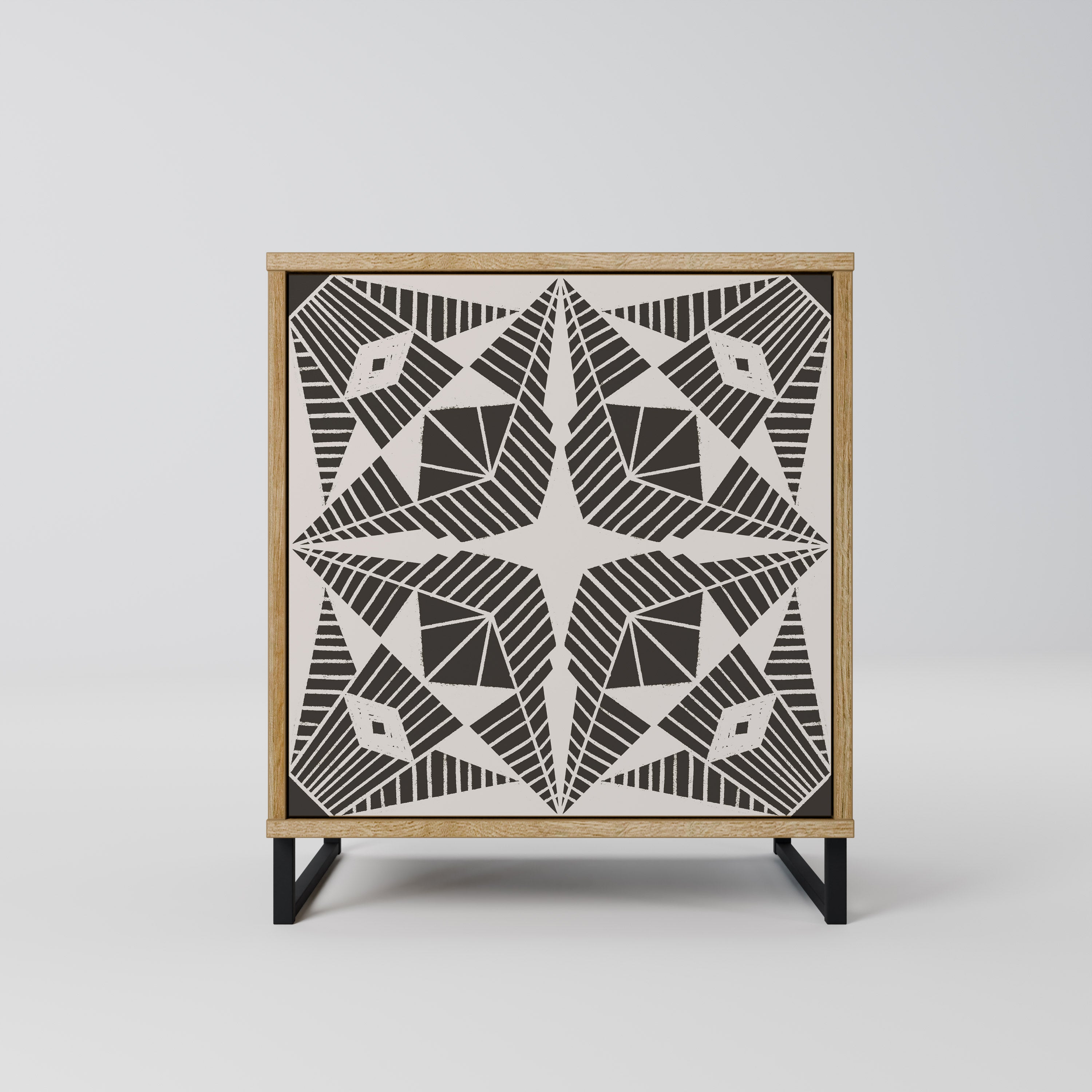 MONOCHROME NEXUS Aparador de 1 Porta em Efeito Carvalho