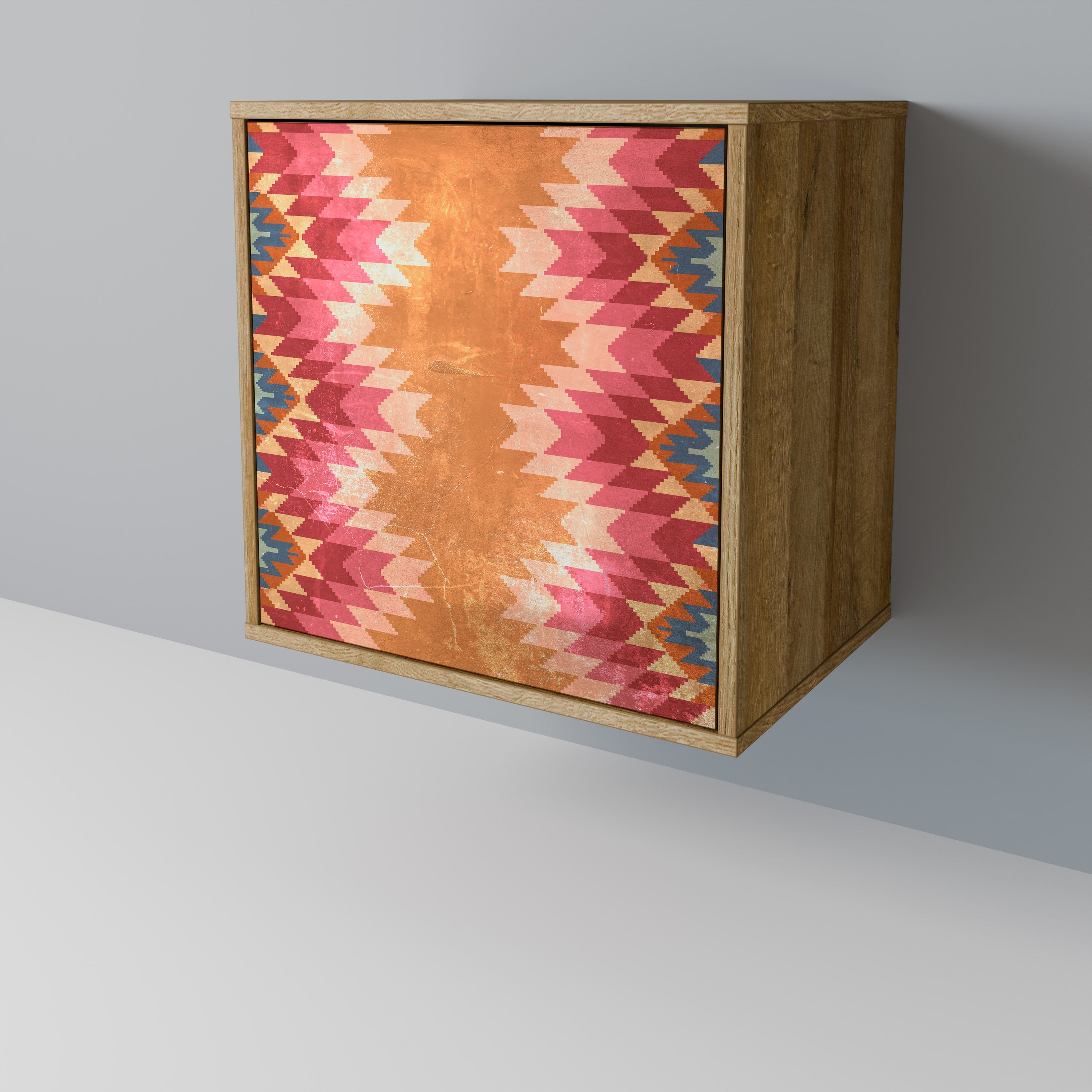 INDIAN FOLK Aparador de 1 Porta em Efeito Carvalho