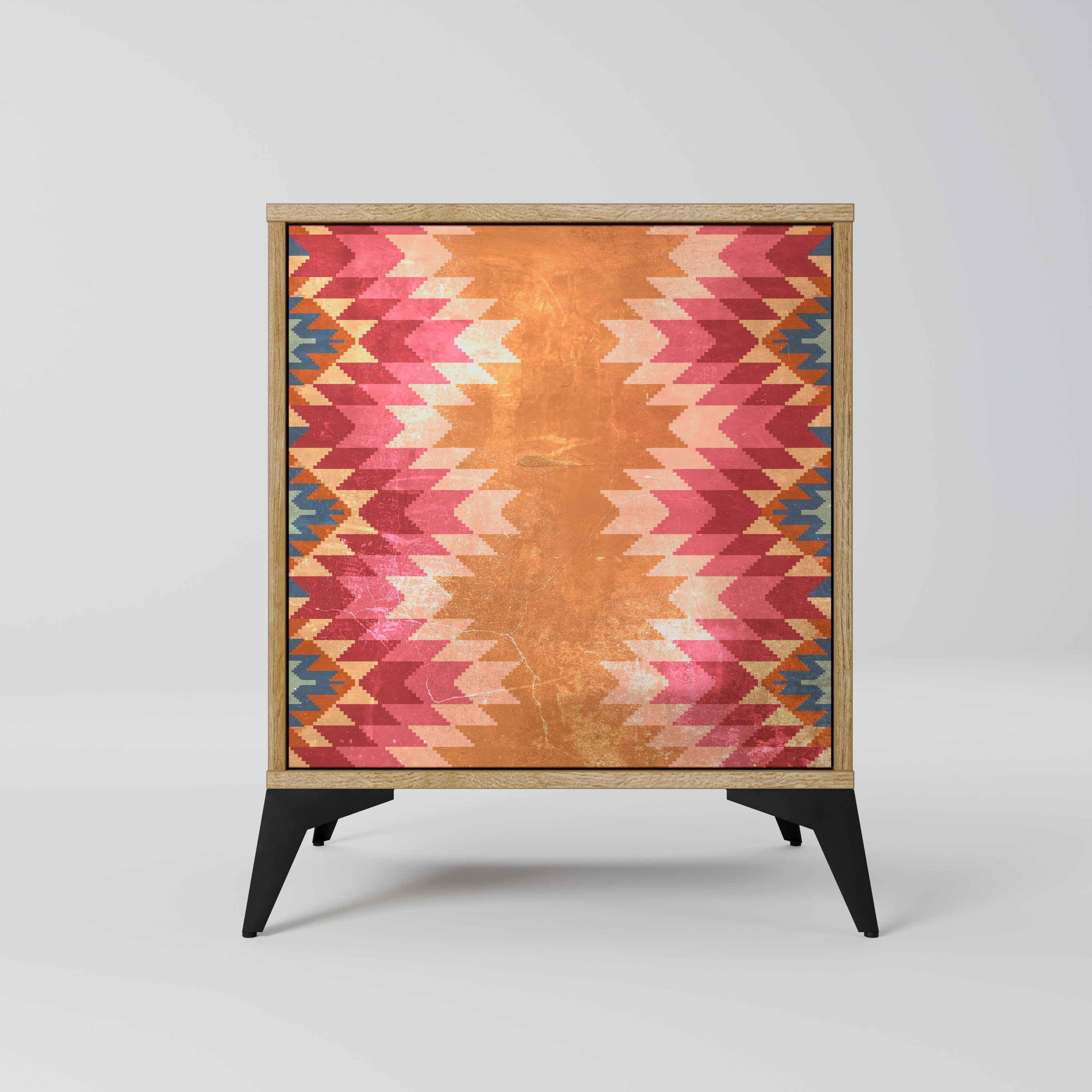 INDIAN FOLK Aparador de 1 Porta em Efeito Carvalho