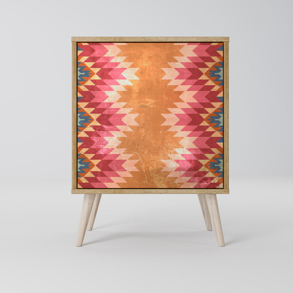 INDIAN FOLK Aparador de 1 Porta em Efeito Carvalho