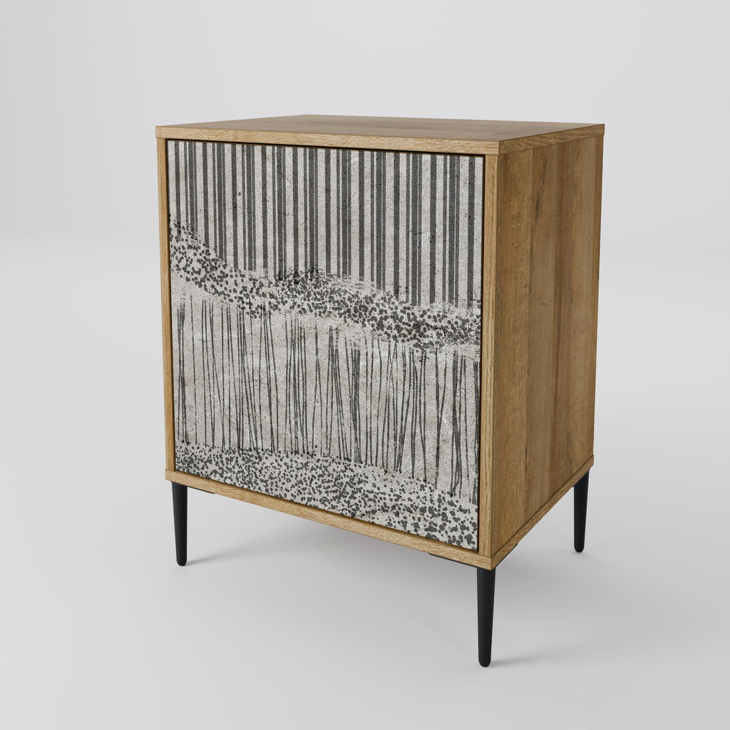 GRAIN LINES 1-Door Sideboard in Oak Effect