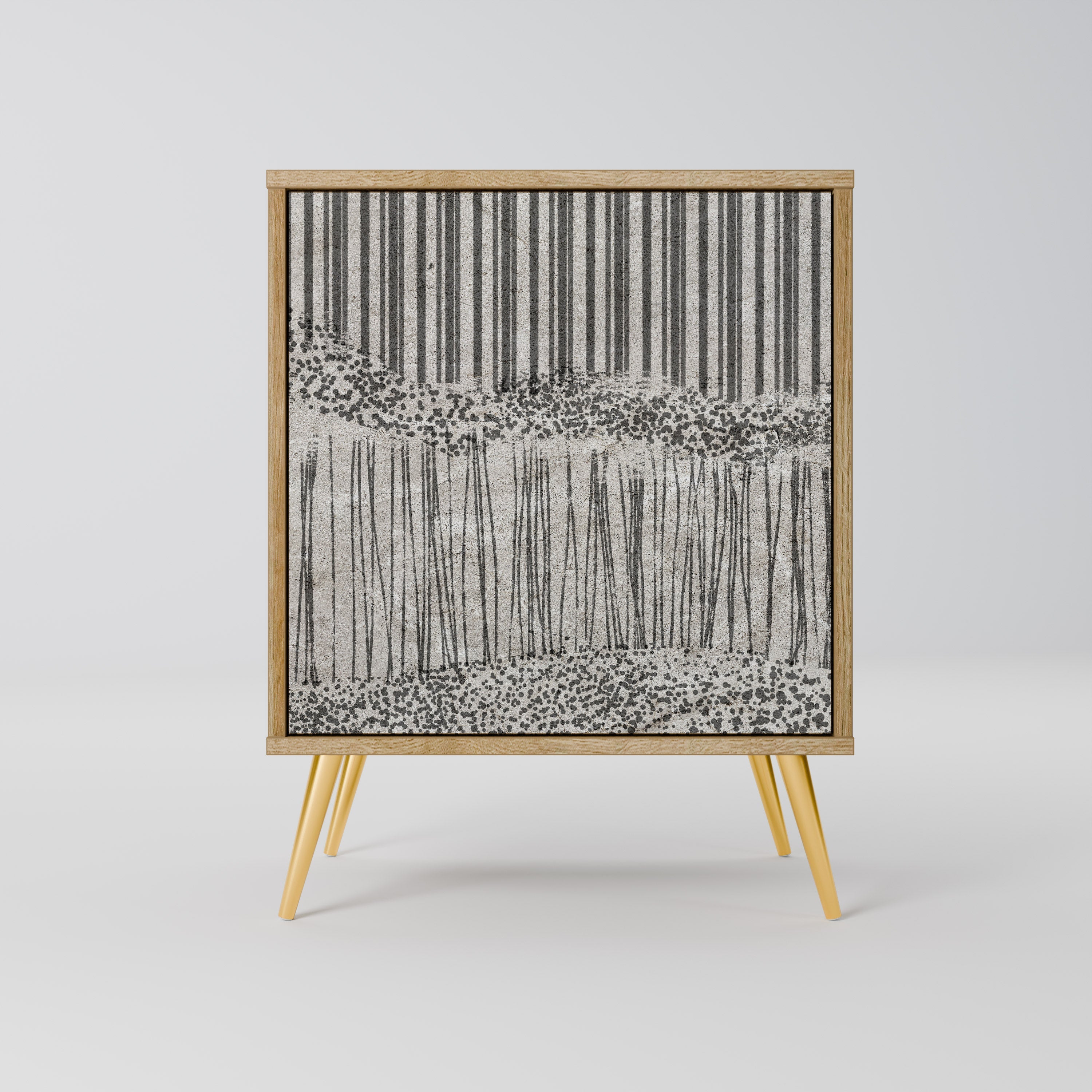 GRAIN LINES Aparador de 1 Porta em Efeito Carvalho