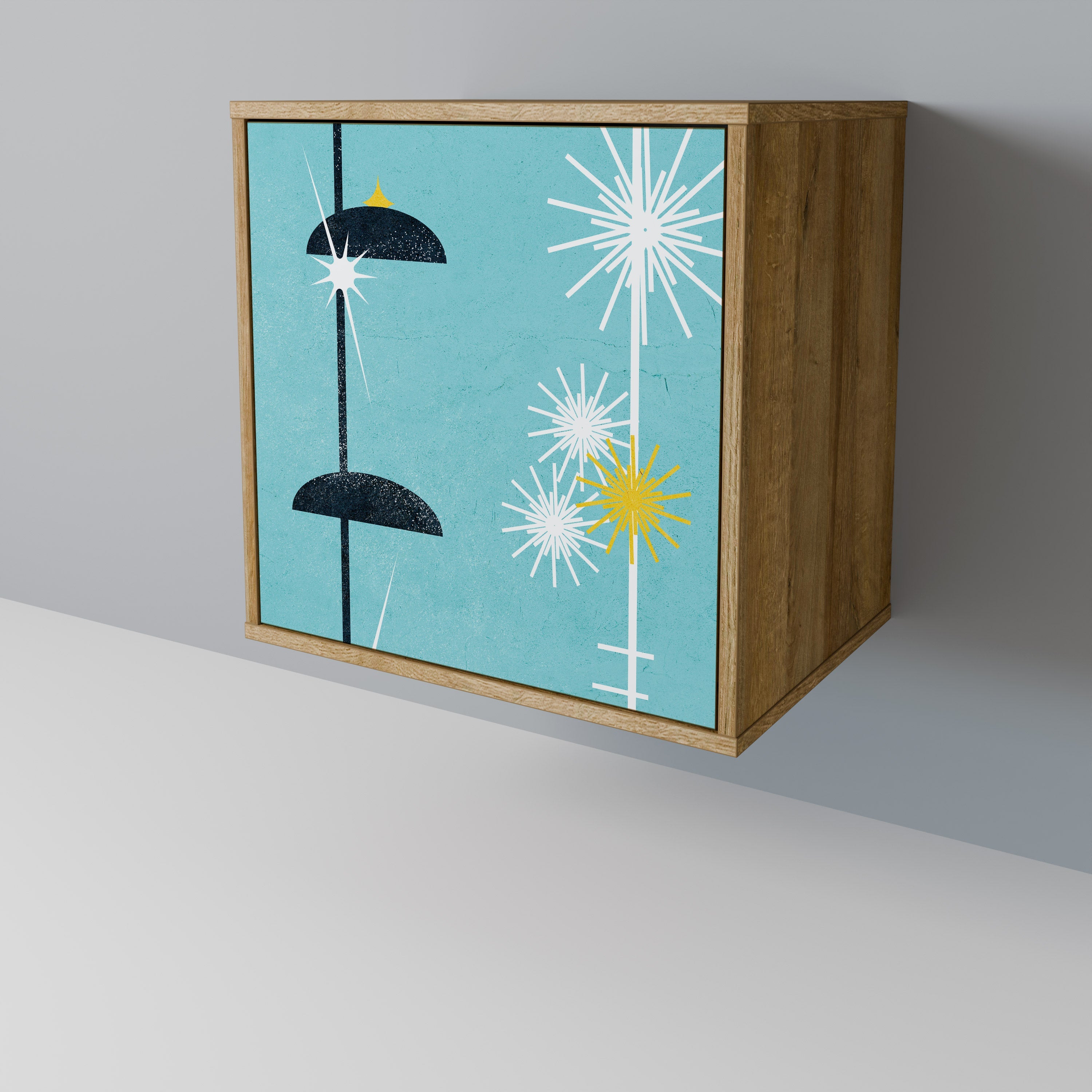 PATHS TO HAPPINESS Aparador de 1 Porta em Efeito Carvalho