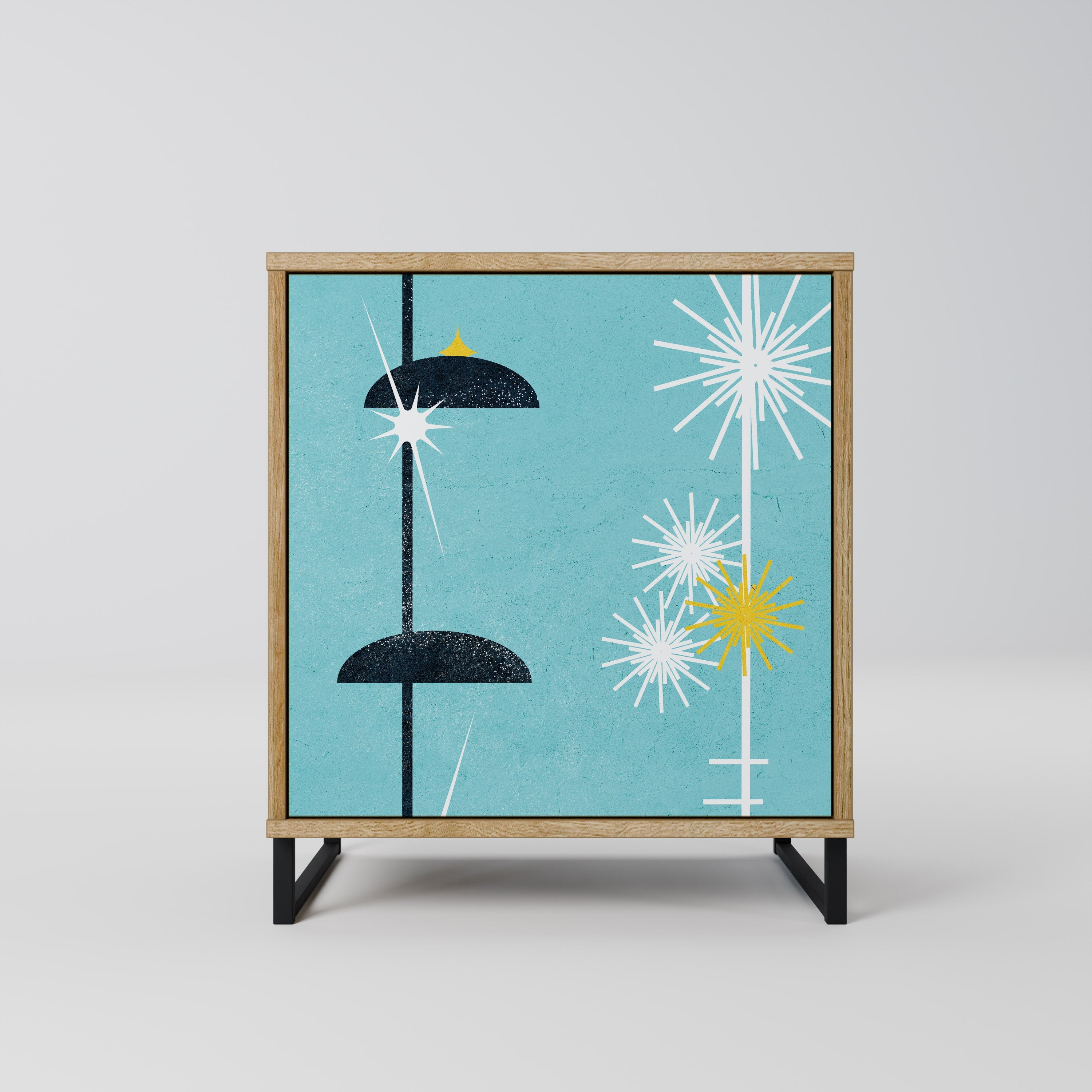 PATHS TO HAPPINESS Aparador de 1 Porta em Efeito Carvalho