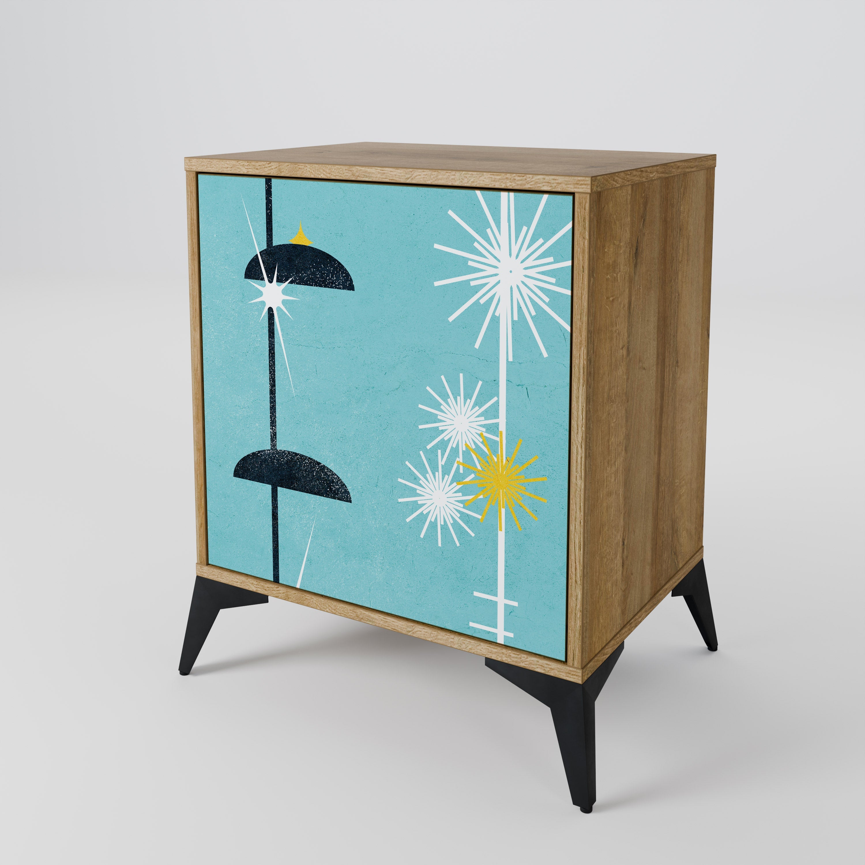 PATHS TO HAPPINESS Aparador de 1 Porta em Efeito Carvalho