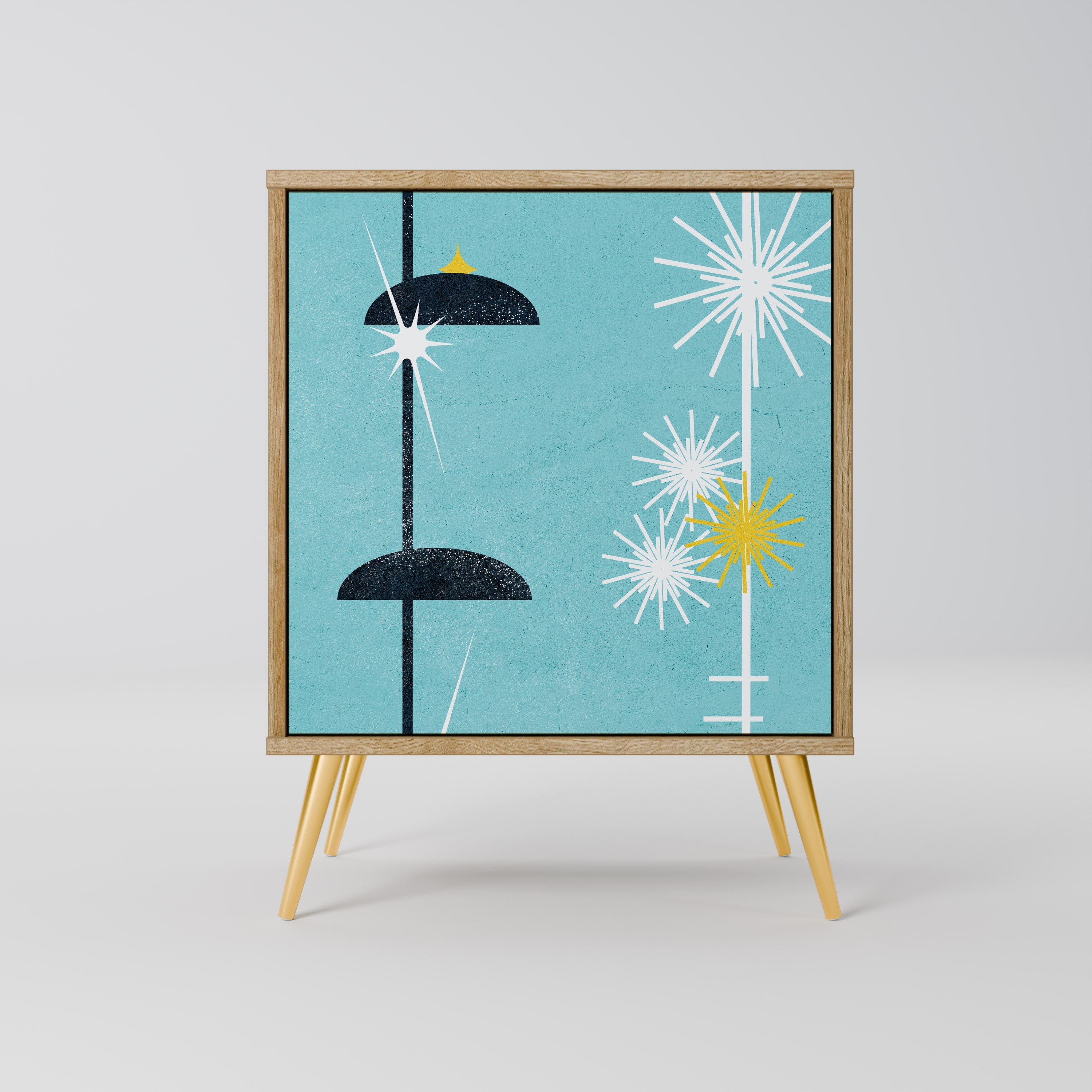 PATHS TO HAPPINESS Aparador de 1 Porta em Efeito Carvalho