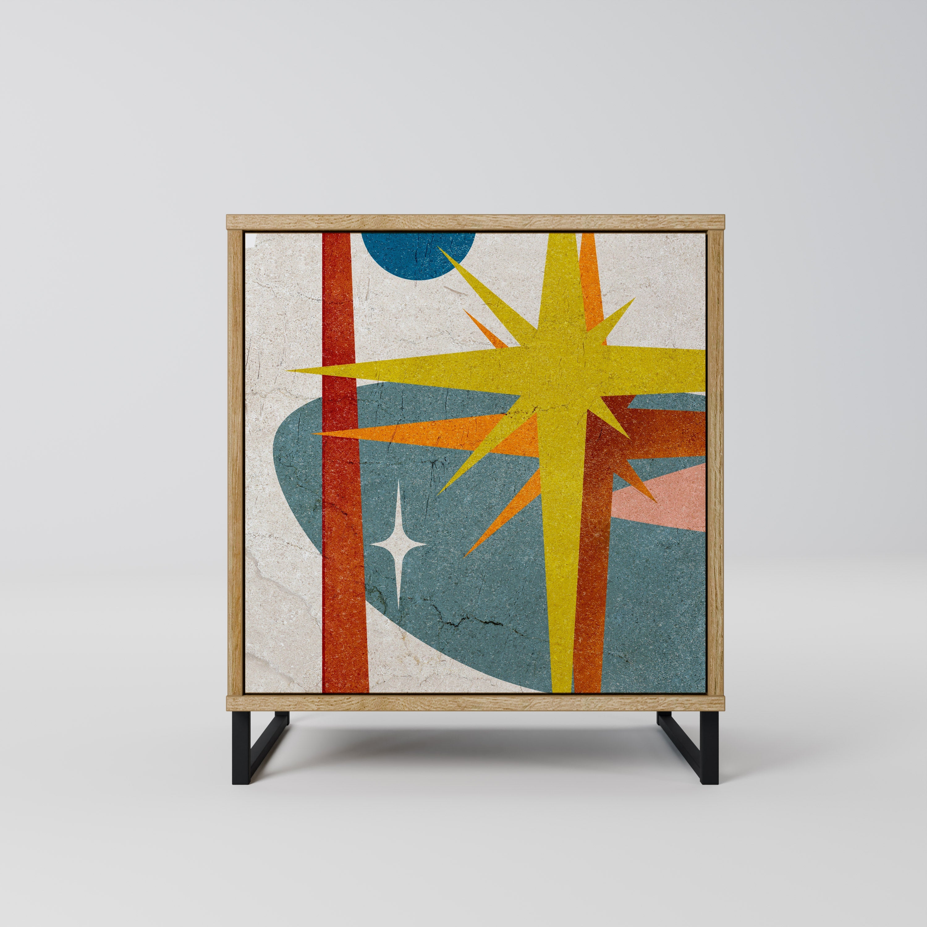 INTERSTELLAR VIBES Aparador de 1 Porta em Efeito Carvalho