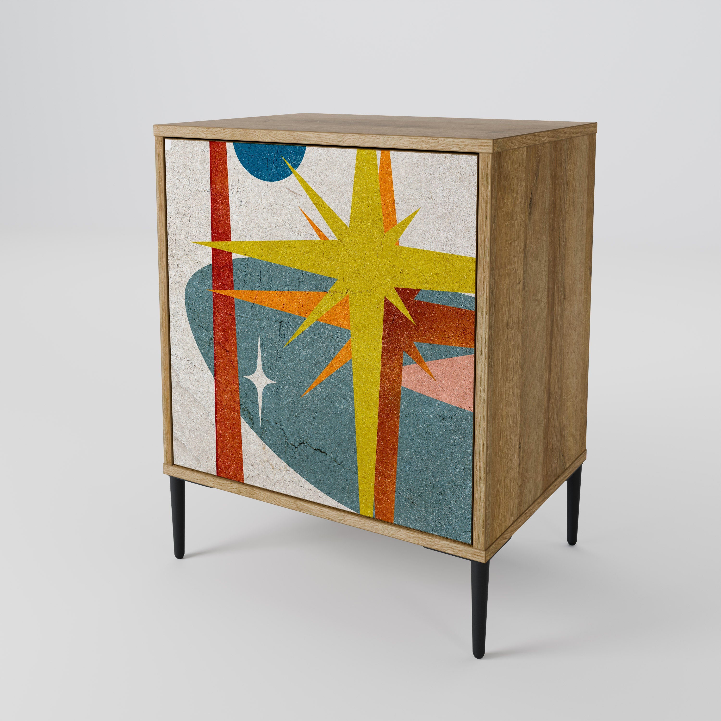 INTERSTELLAR VIBES Aparador de 1 Porta em Efeito Carvalho