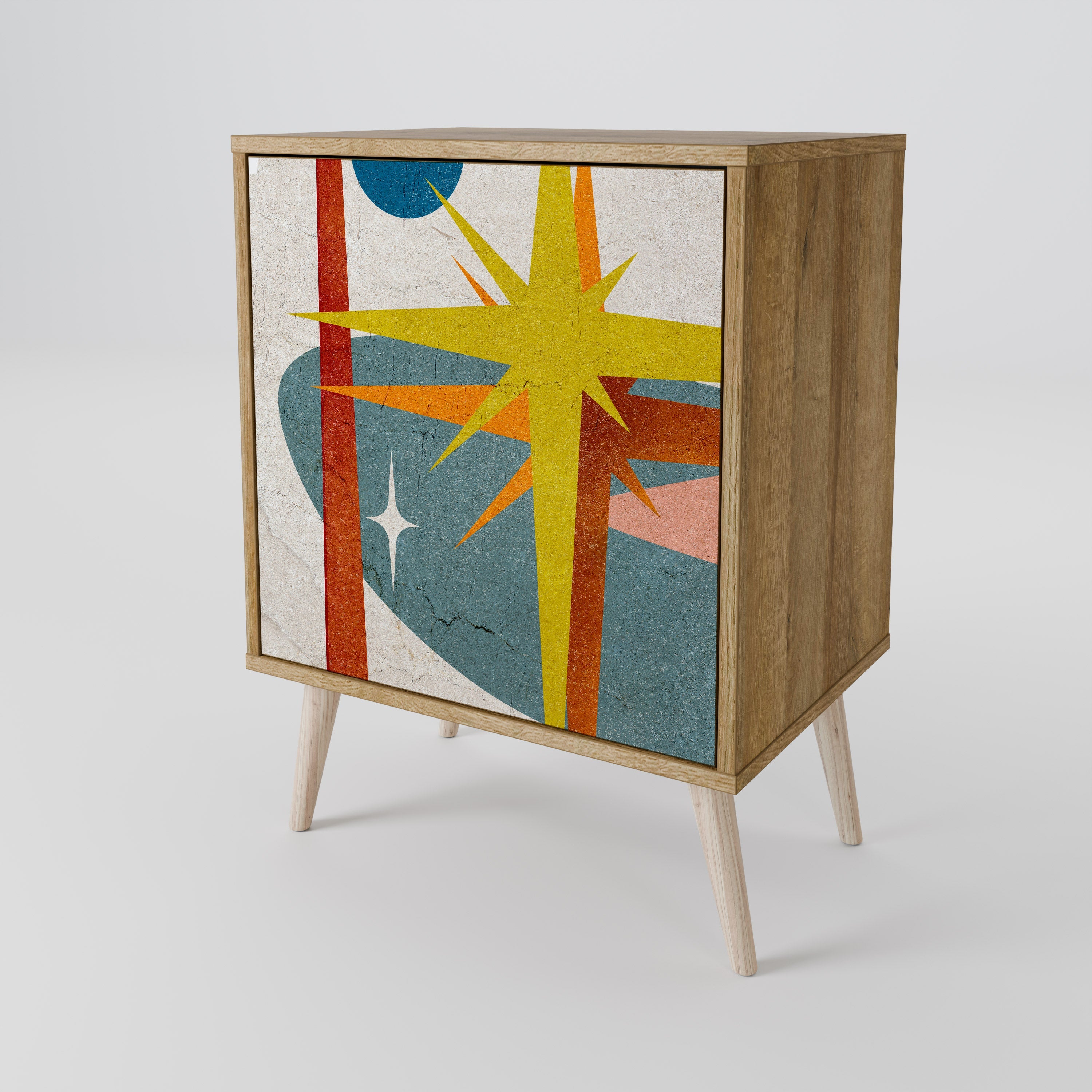 INTERSTELLAR VIBES Aparador de 1 Porta em Efeito Carvalho