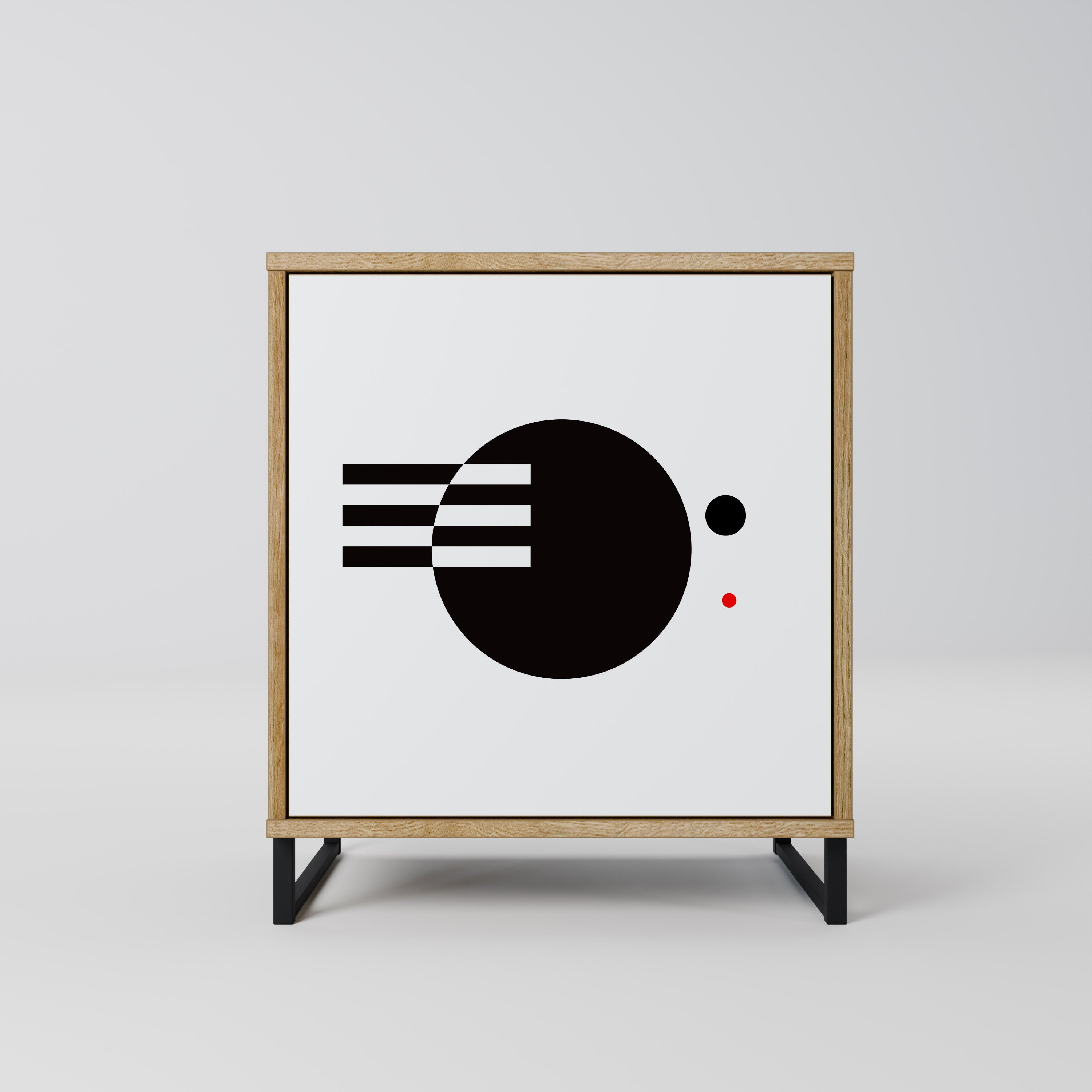 BLACK AND WHITE COMBINATION Aparador de 1 Porta em Efeito Carvalho