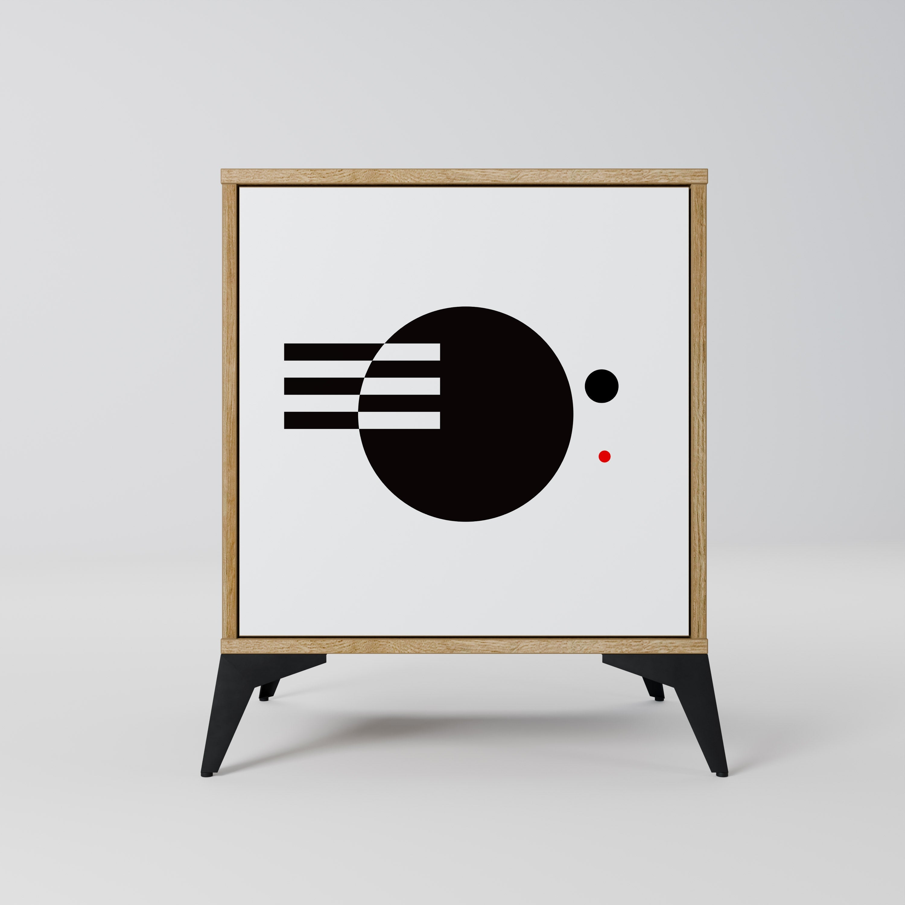 BLACK AND WHITE COMBINATION Aparador de 1 Porta em Efeito Carvalho