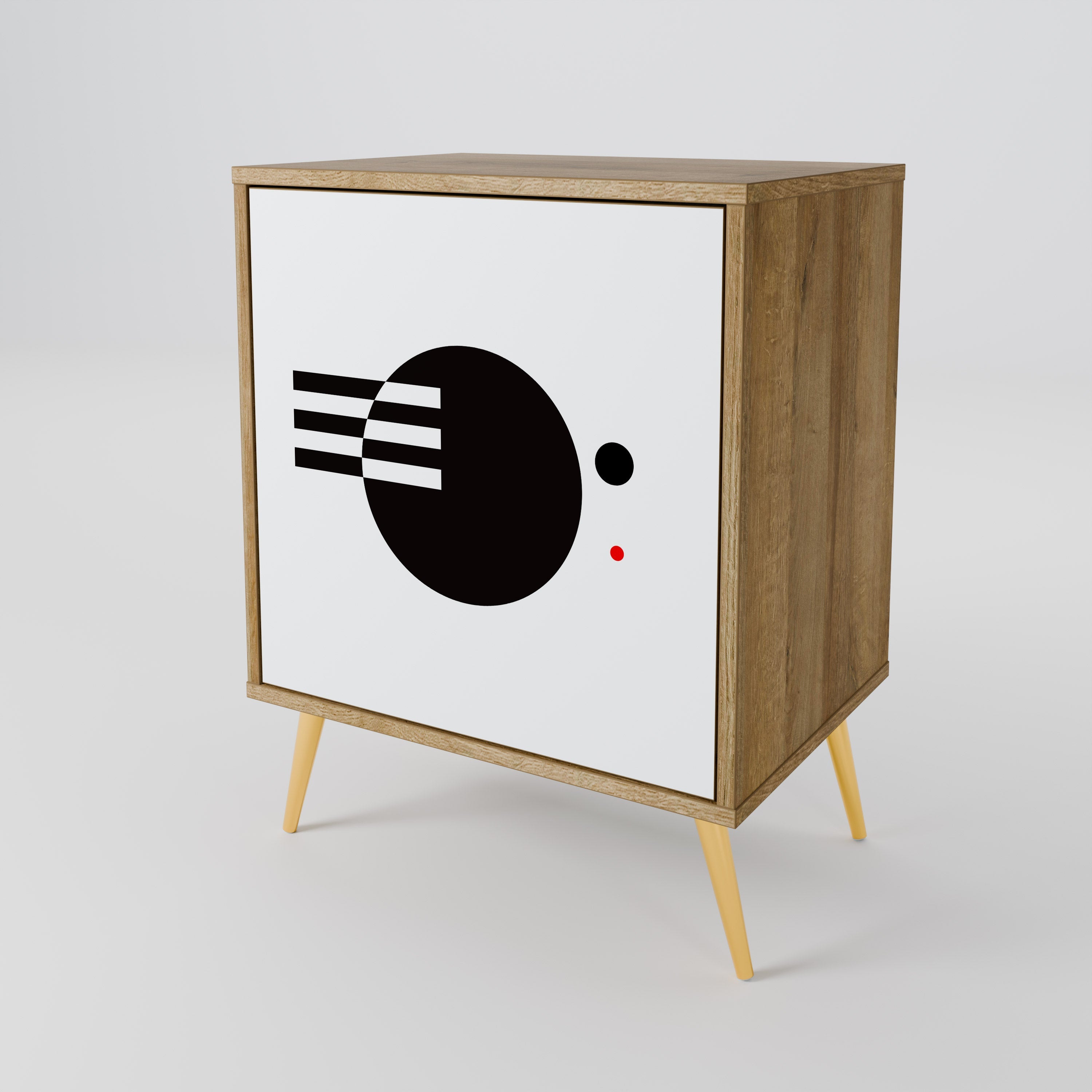 BLACK AND WHITE COMBINATION Aparador de 1 Porta em Efeito Carvalho