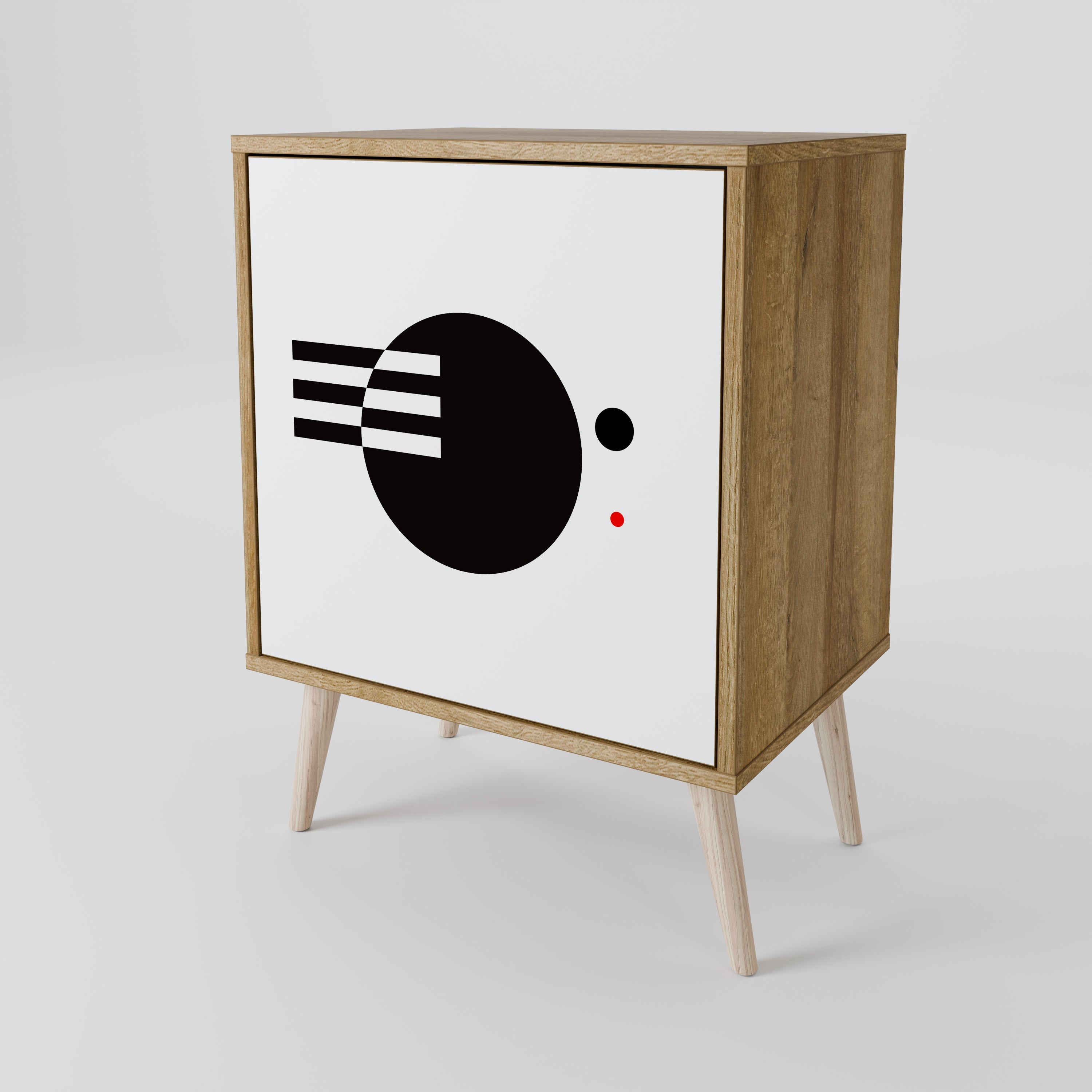 BLACK AND WHITE COMBINATION Aparador de 1 Porta em Efeito Carvalho